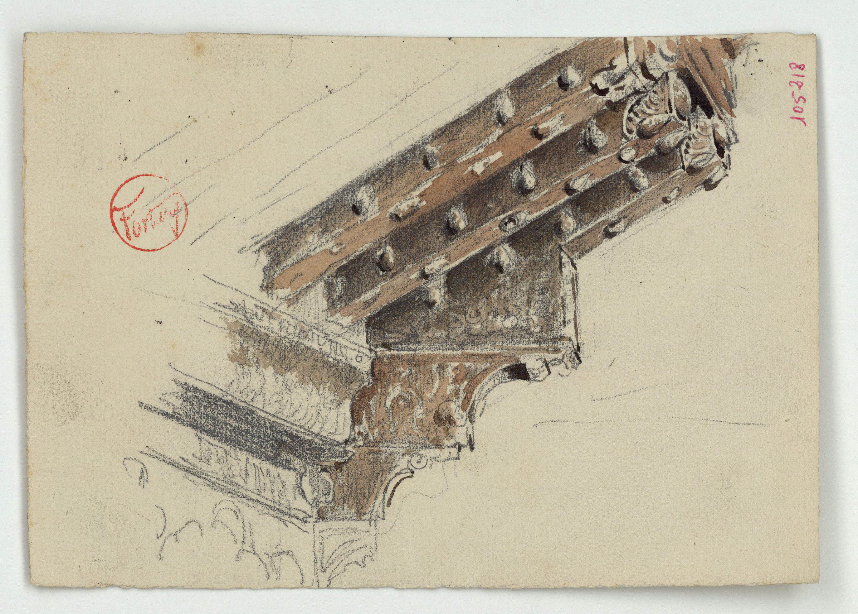 image for: Marià Fortuny - Fris, capitell i bigues del pati dels Arrayanes de l&#039;Alhambra - Cap a 1870-1872