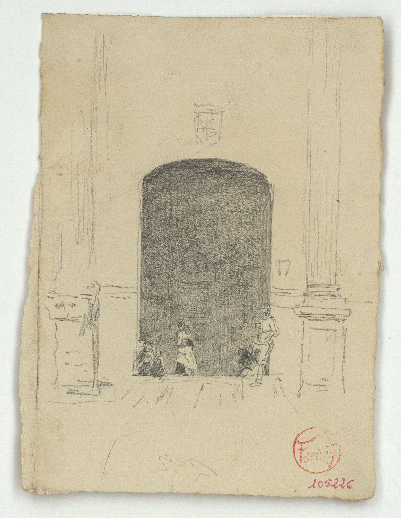 image for: Marià Fortuny - Figures davant la porta d&#039;una església - Cap a 1868-1872