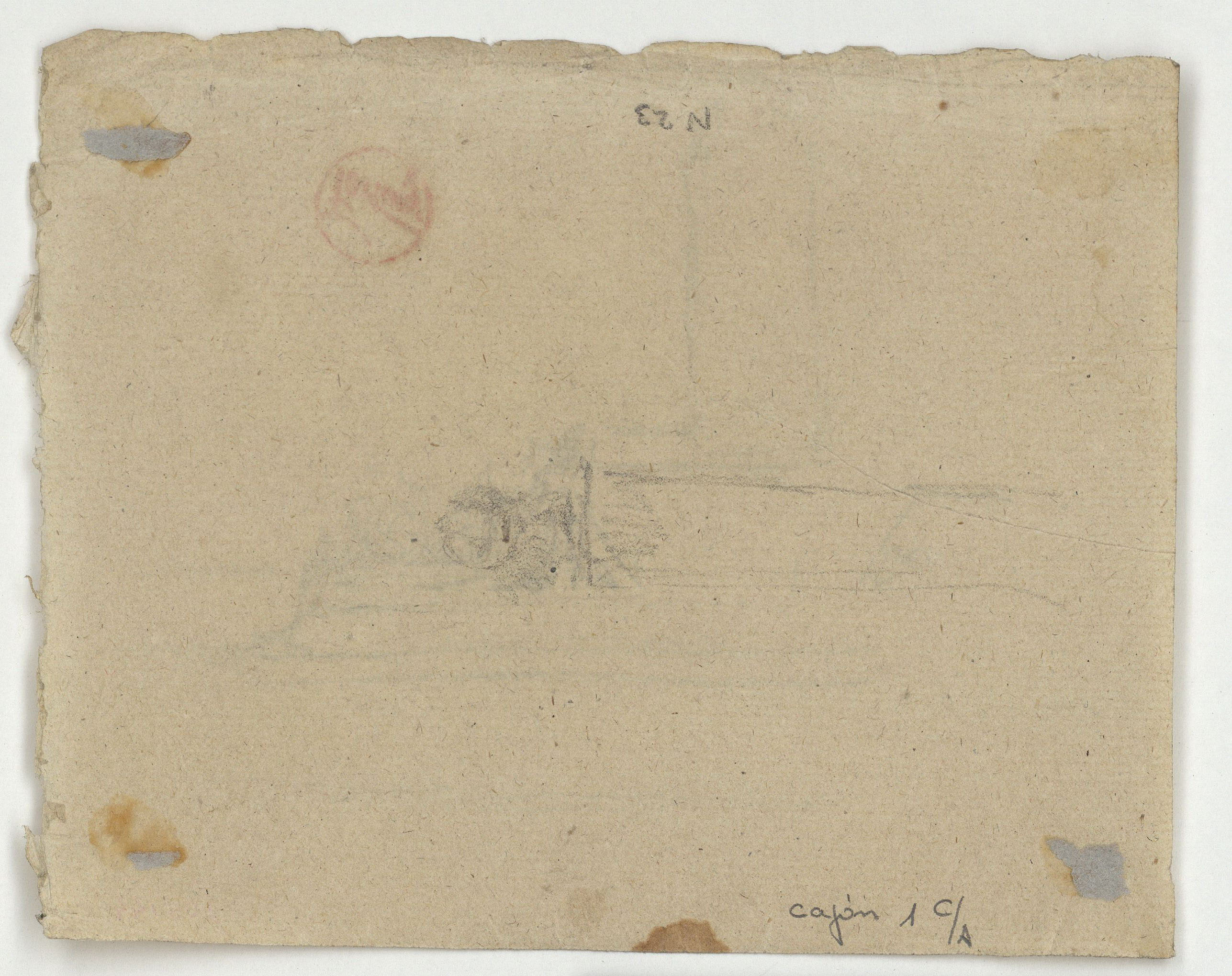image for: Marià Fortuny - Element arquitectònic (anvers) / Croquis inconcret (revers) - Cap a 1860-1862 [1]