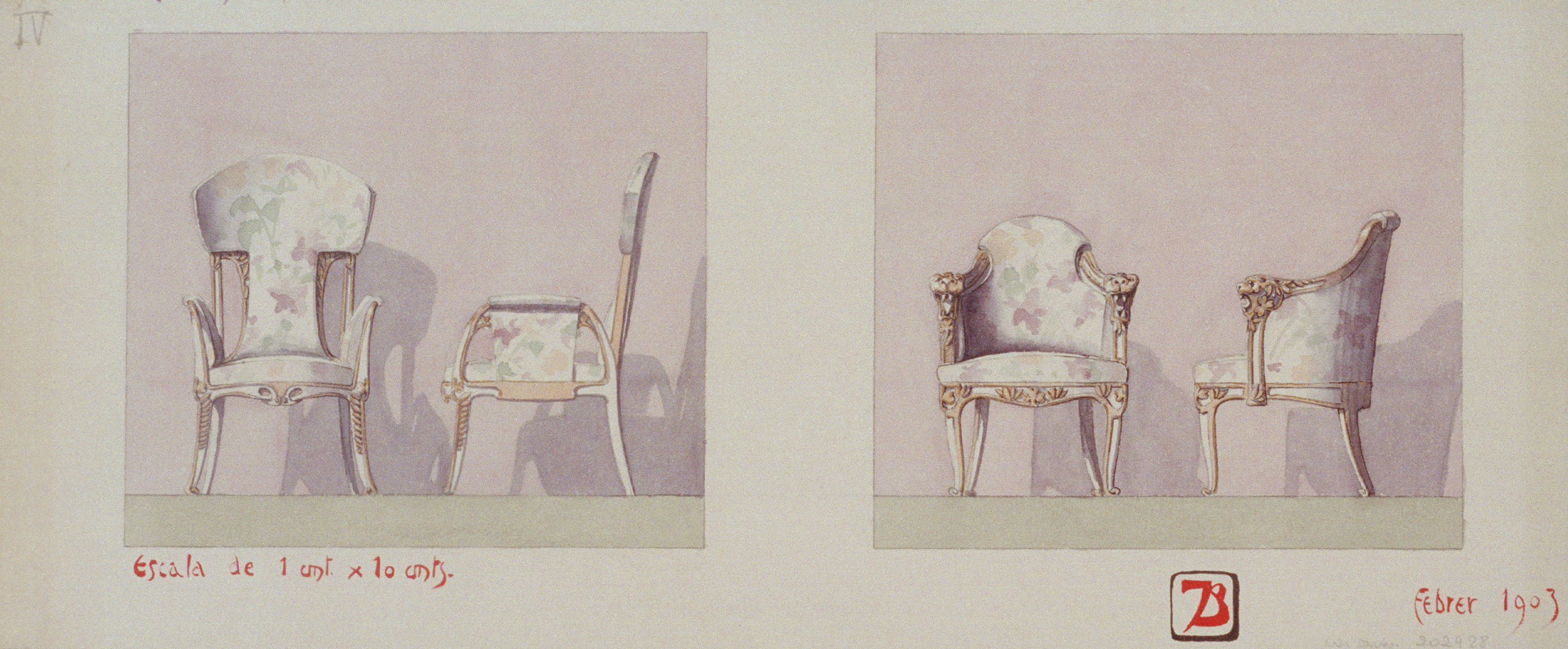 image for: Joan Busquets - Butaques, vista frontal i de perfil - 1903
