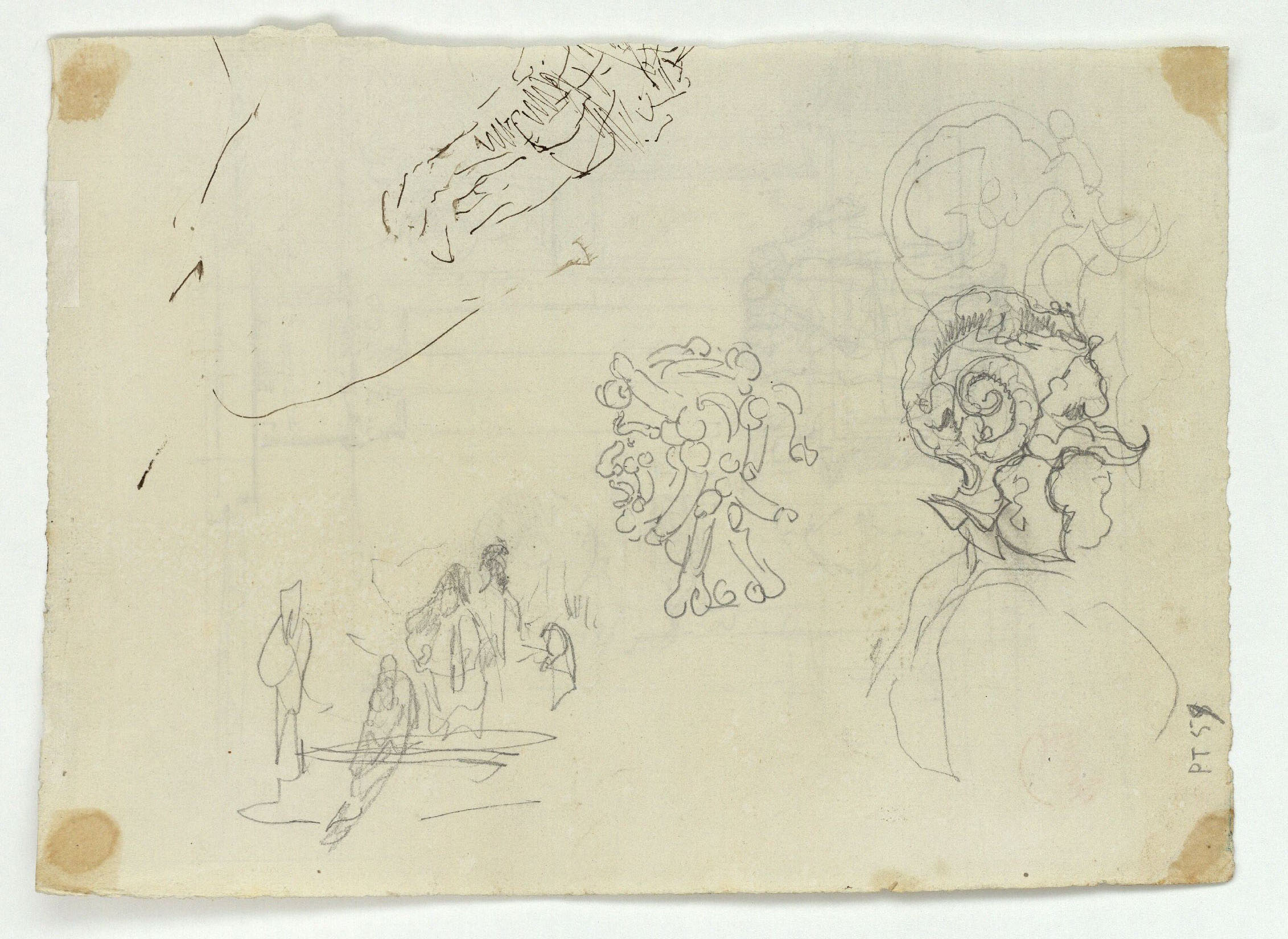 image for: Marià Fortuny - Detall del palau de Carles V a l&#039;Alhambra de Granada i figures (anvers) / Casc i diverses figures (revers) - 1870-1872 [1]