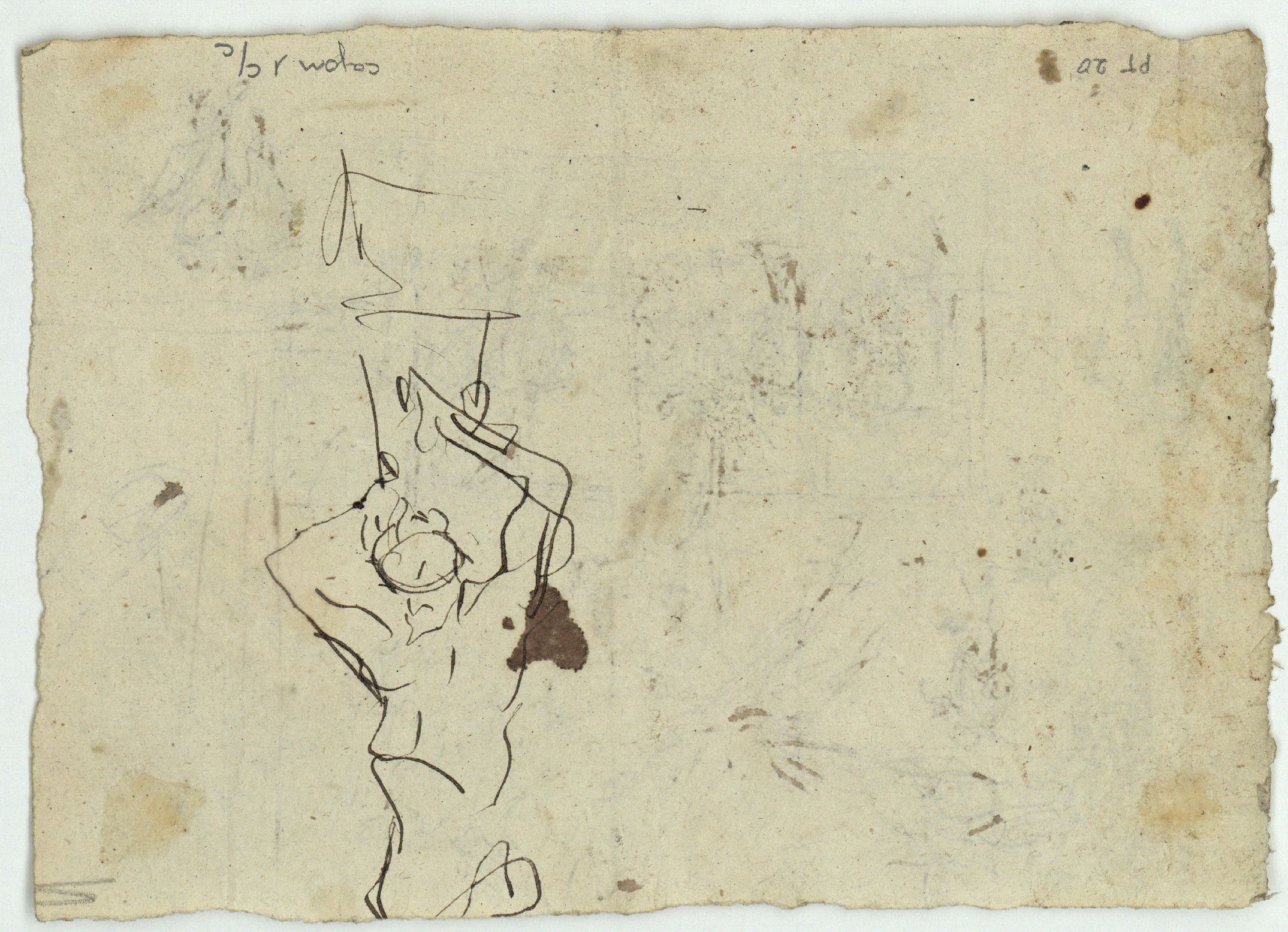 image for: Marià Fortuny - Croquis de figures amb espases (anvers) / Croquis de figura masculina (revers) - Cap a 1870-1872 [1]