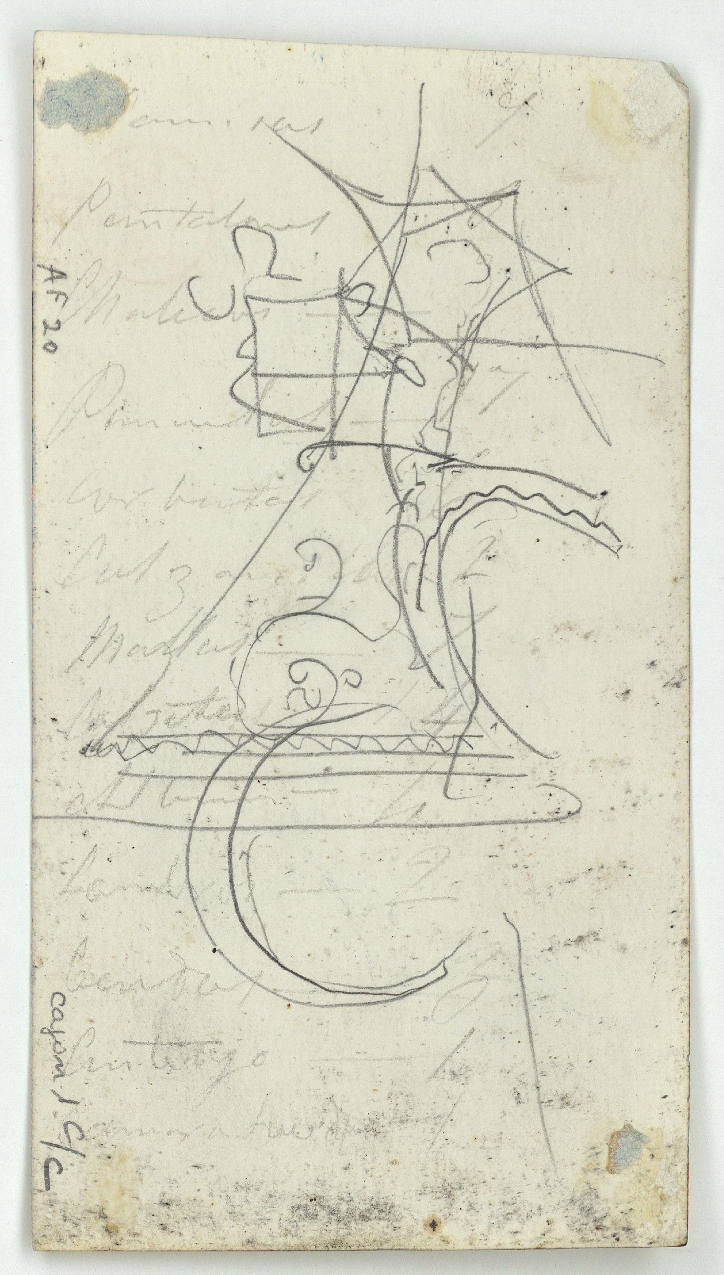 image for: Marià Fortuny - Cap de cabra i croquis inconcrets (anvers) / Croquis inconcret (revers) - Cap a 1860-1862 [1]