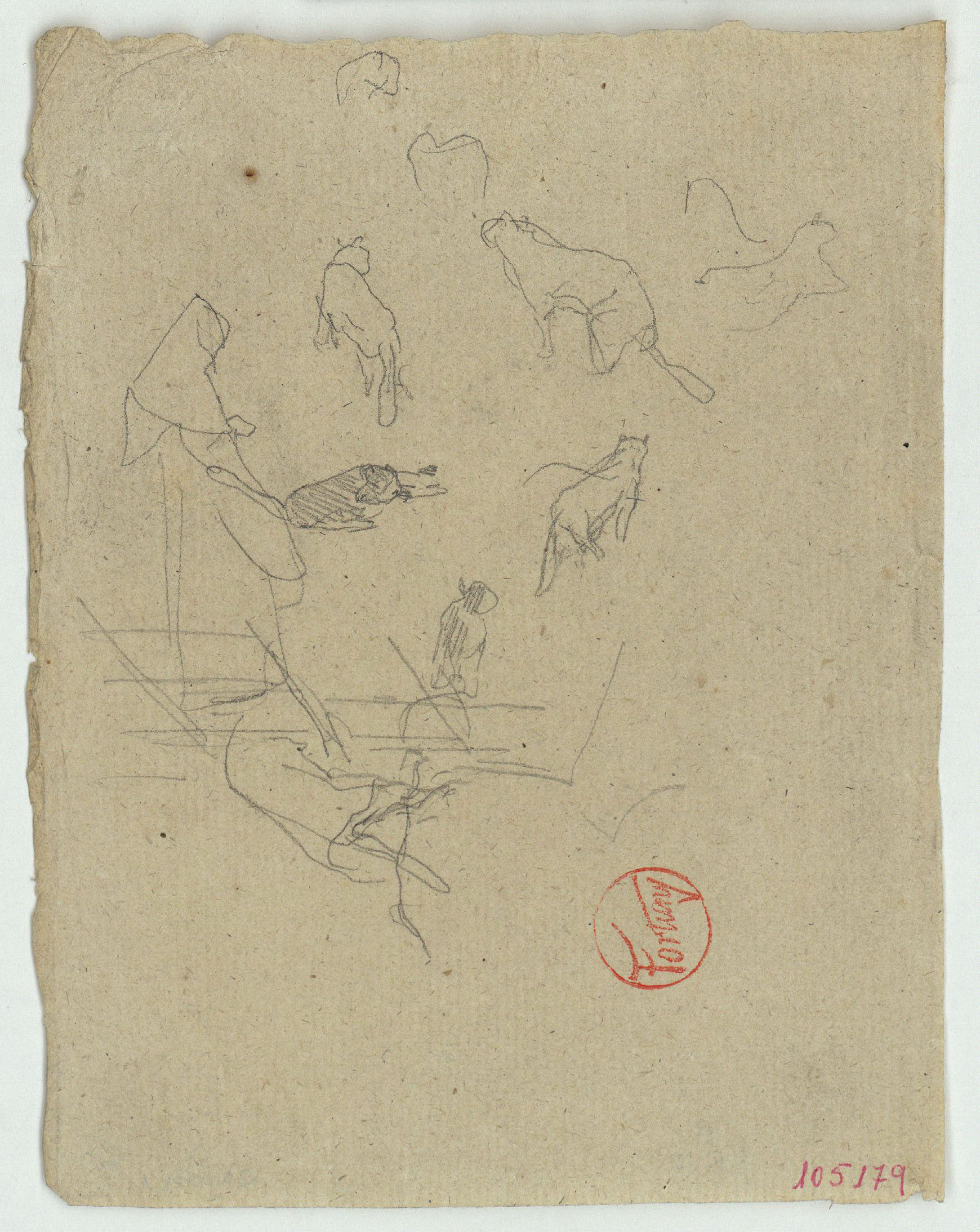 image for: Marià Fortuny - Esbós de gats - Cap a 1867-1870