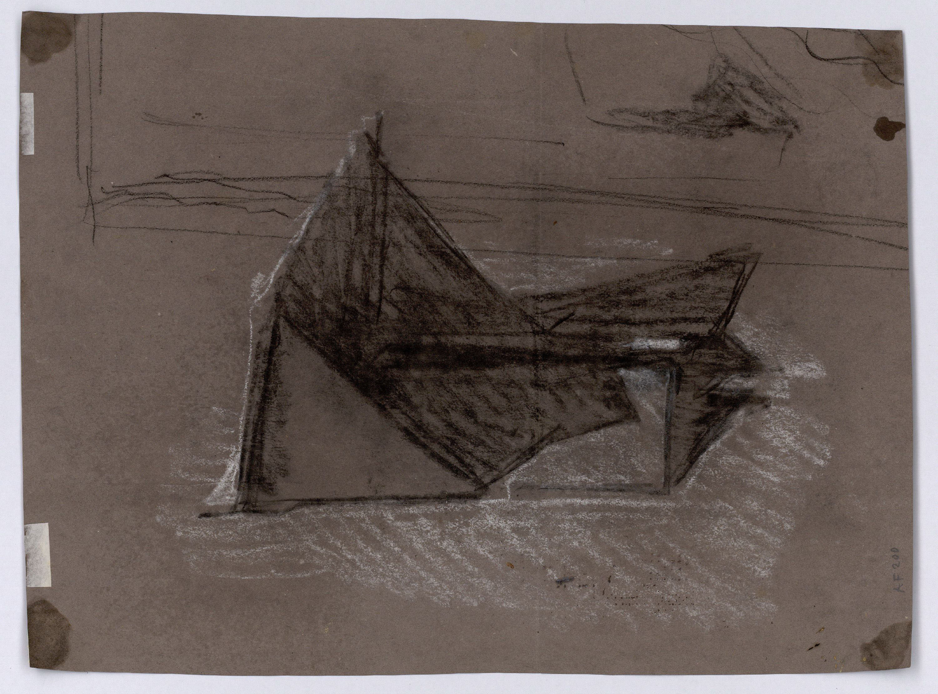 image for: Marià Fortuny - Rucs i figura masculina (anvers) / Croquis inconcret (revers) - Cap a 1867-1872 [1]