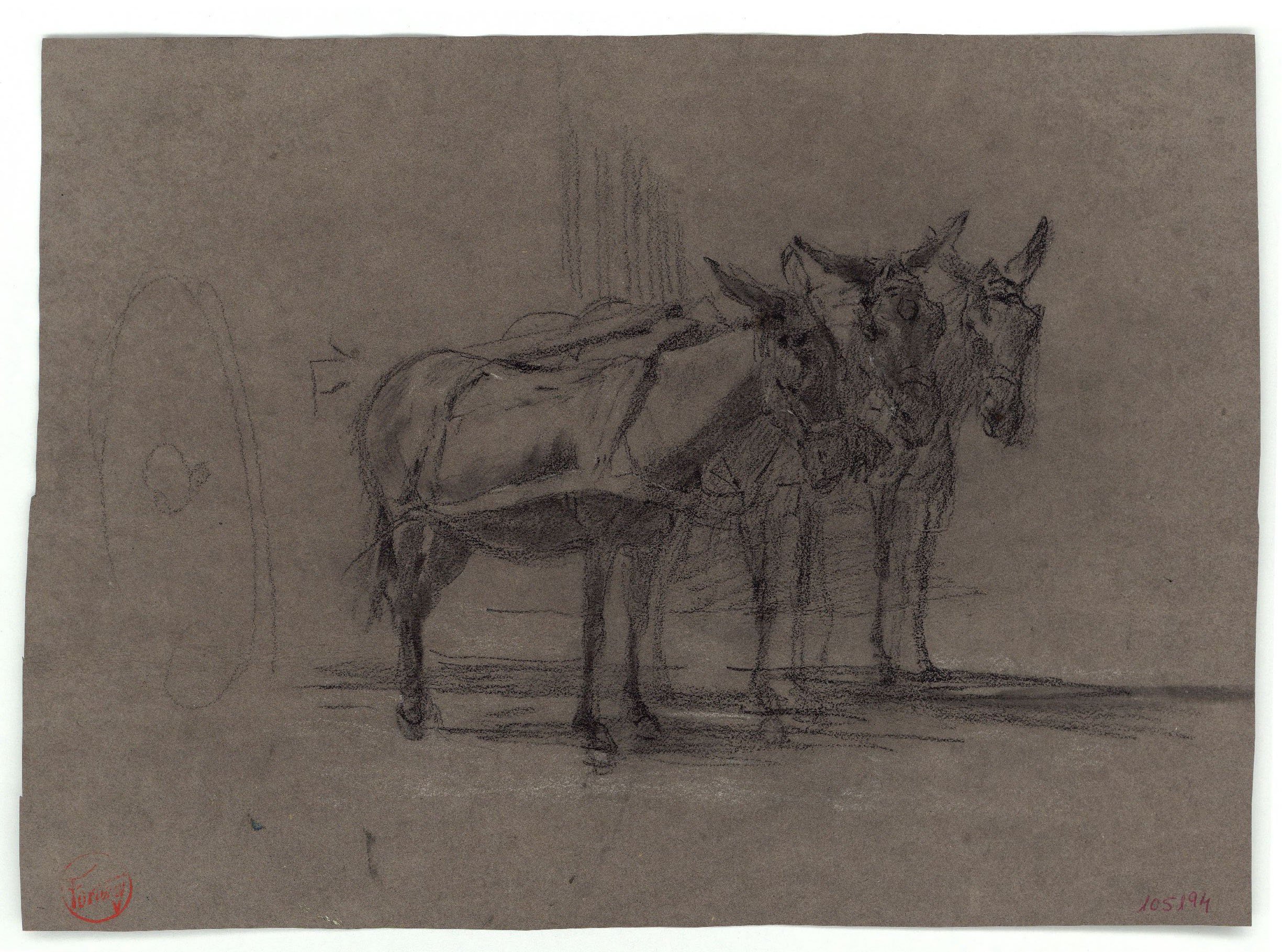 image for: Marià Fortuny - Rucs junyits a un carro (anvers) / Caps de ruc (revers) - Cap a 1867-1870