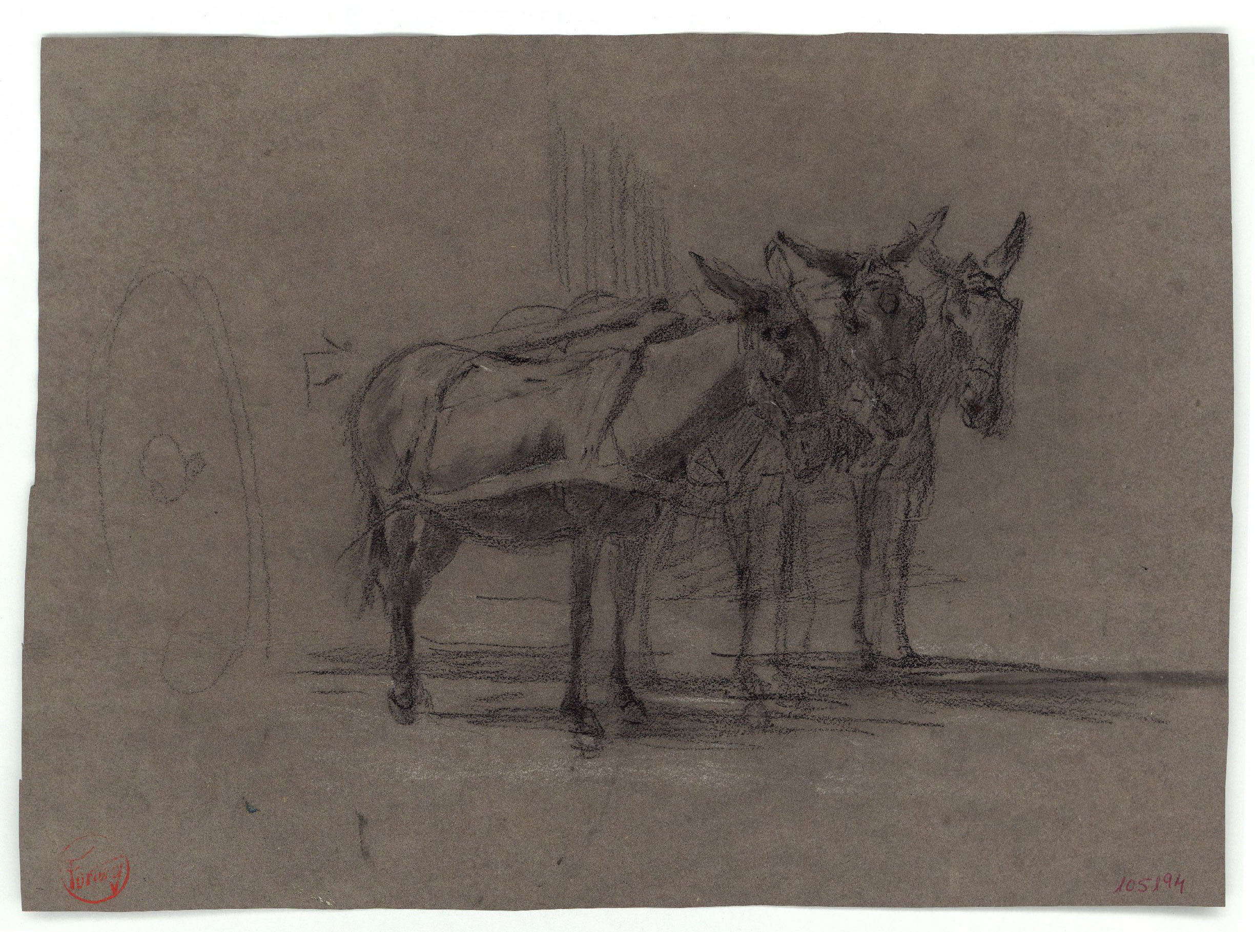 image for: Marià Fortuny - Rucs junyits a un carro (anvers) / Caps de ruc (revers) - Cap a 1867-1870