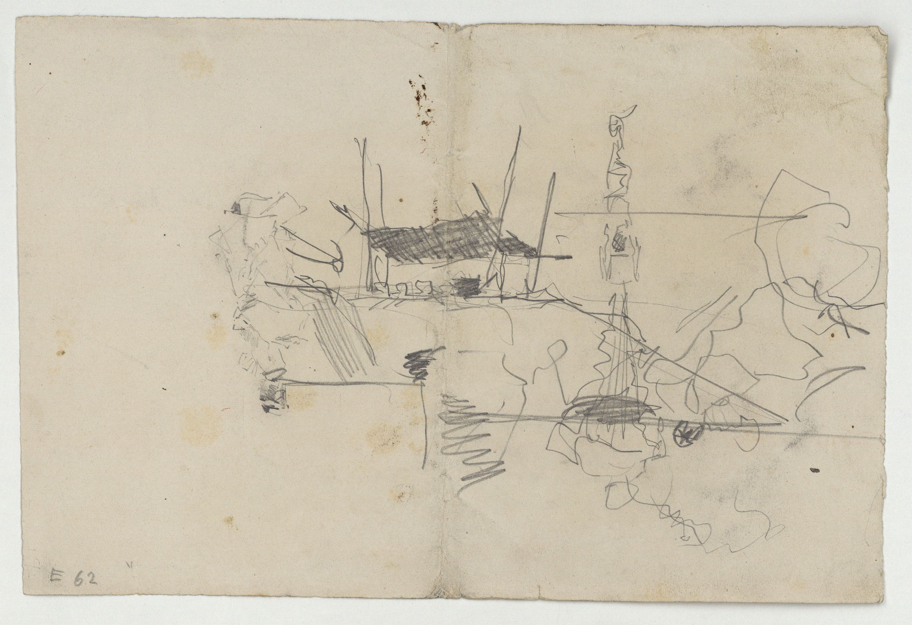 image for: Marià Fortuny - Vista d&#039;un poblat (anvers) / Croquis d&#039;un poblat (revers) - Cap a 1870-1874 [1]