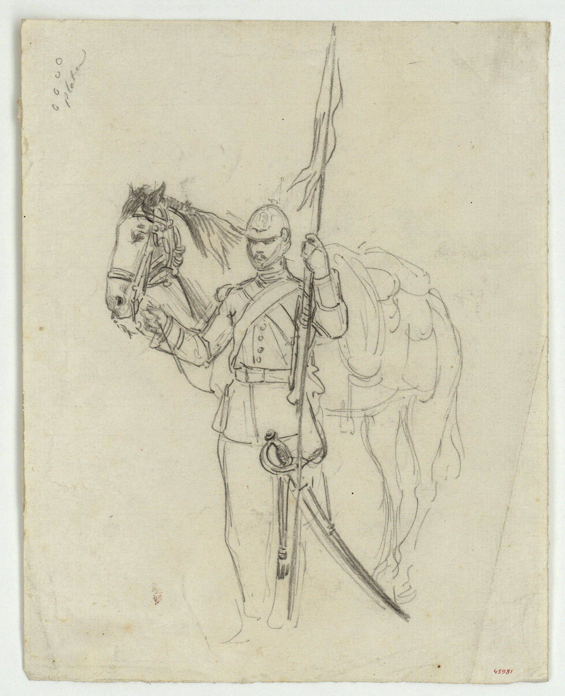 image for: Marià Fortuny - Soldat espanyol i cavall - Cap a 1860-1862
