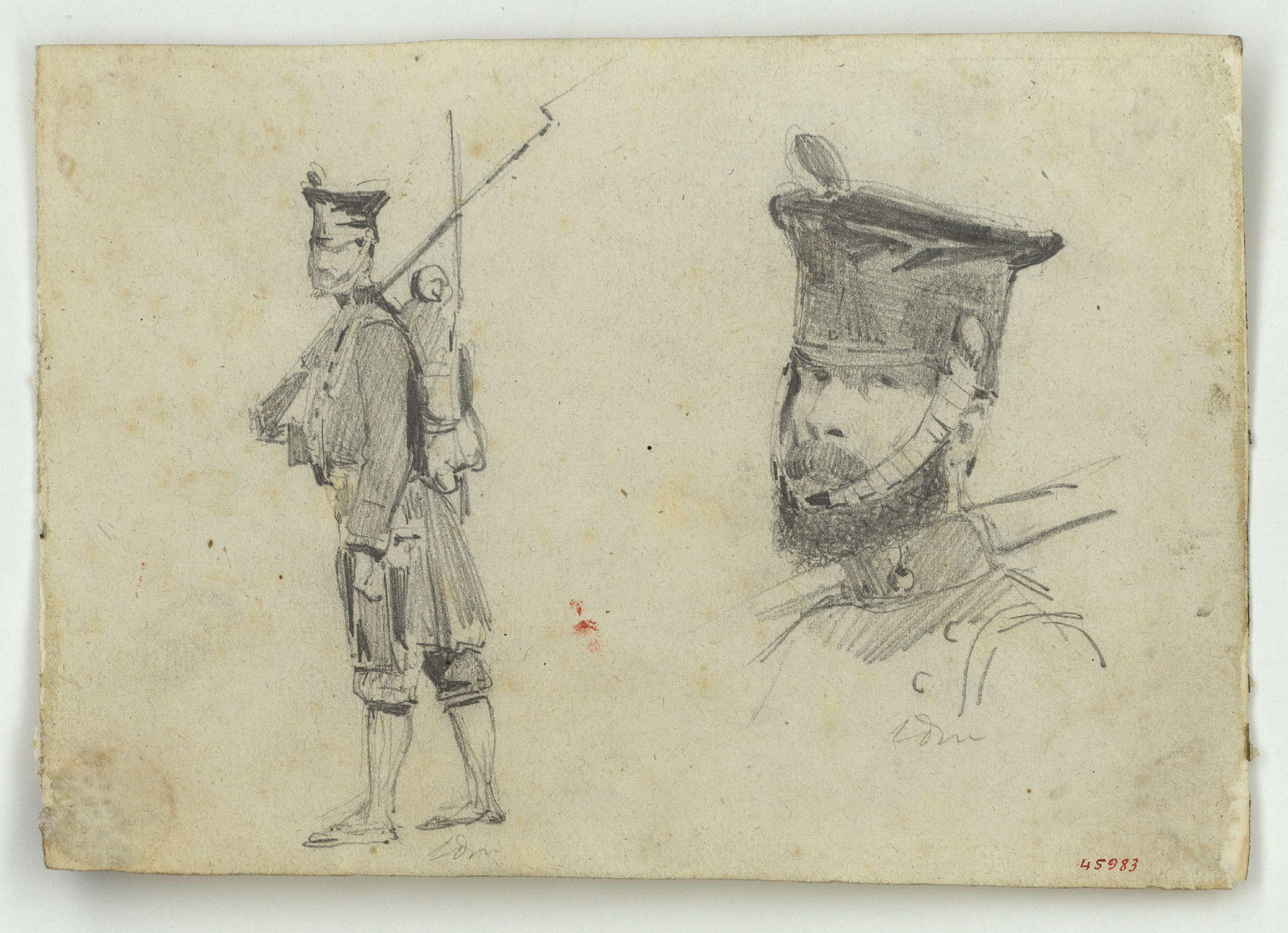 image for: Marià Fortuny - Estudis de soldat espanyol - Cap a 1860-1862