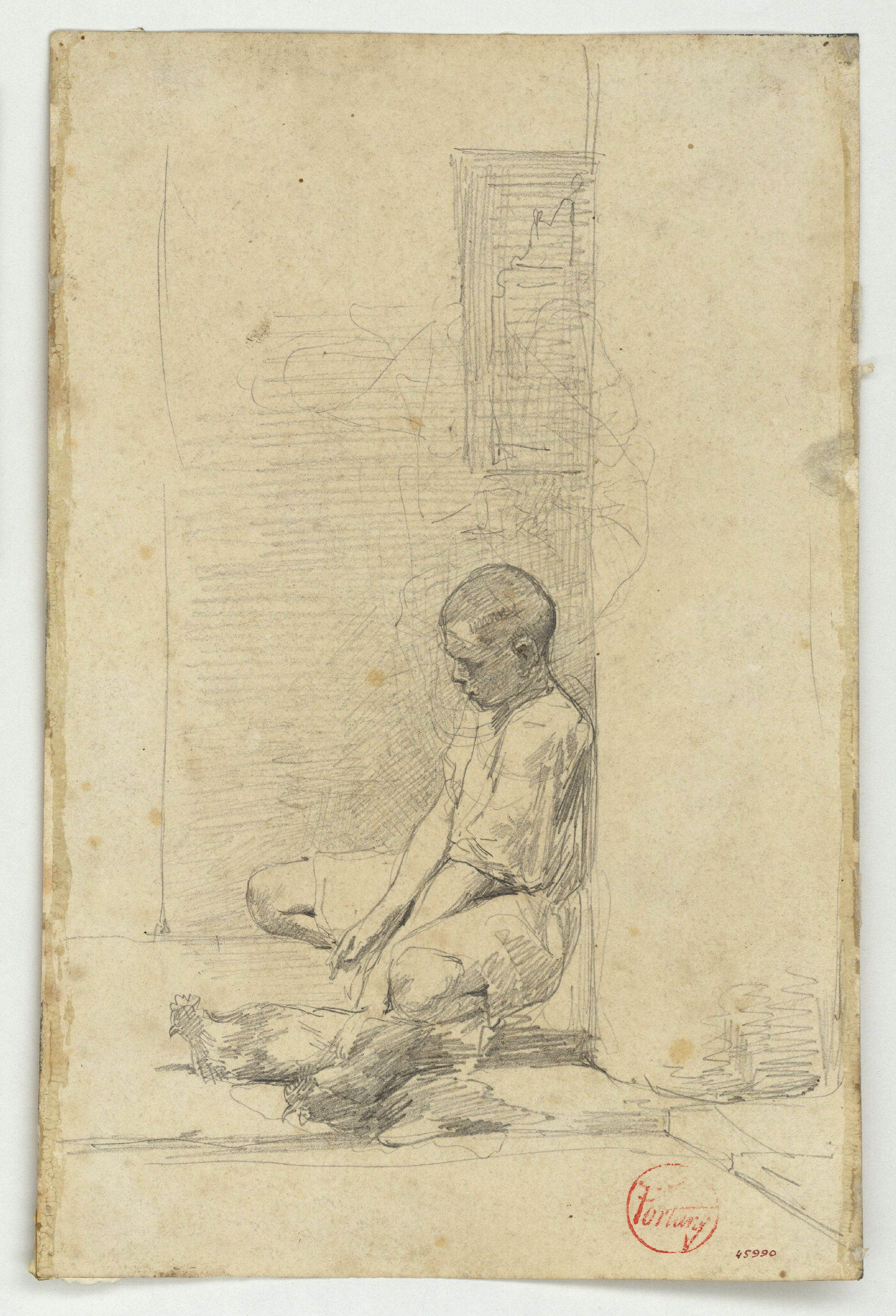 image for: Marià Fortuny - Jove amb gallines - Cap a 1860-1862