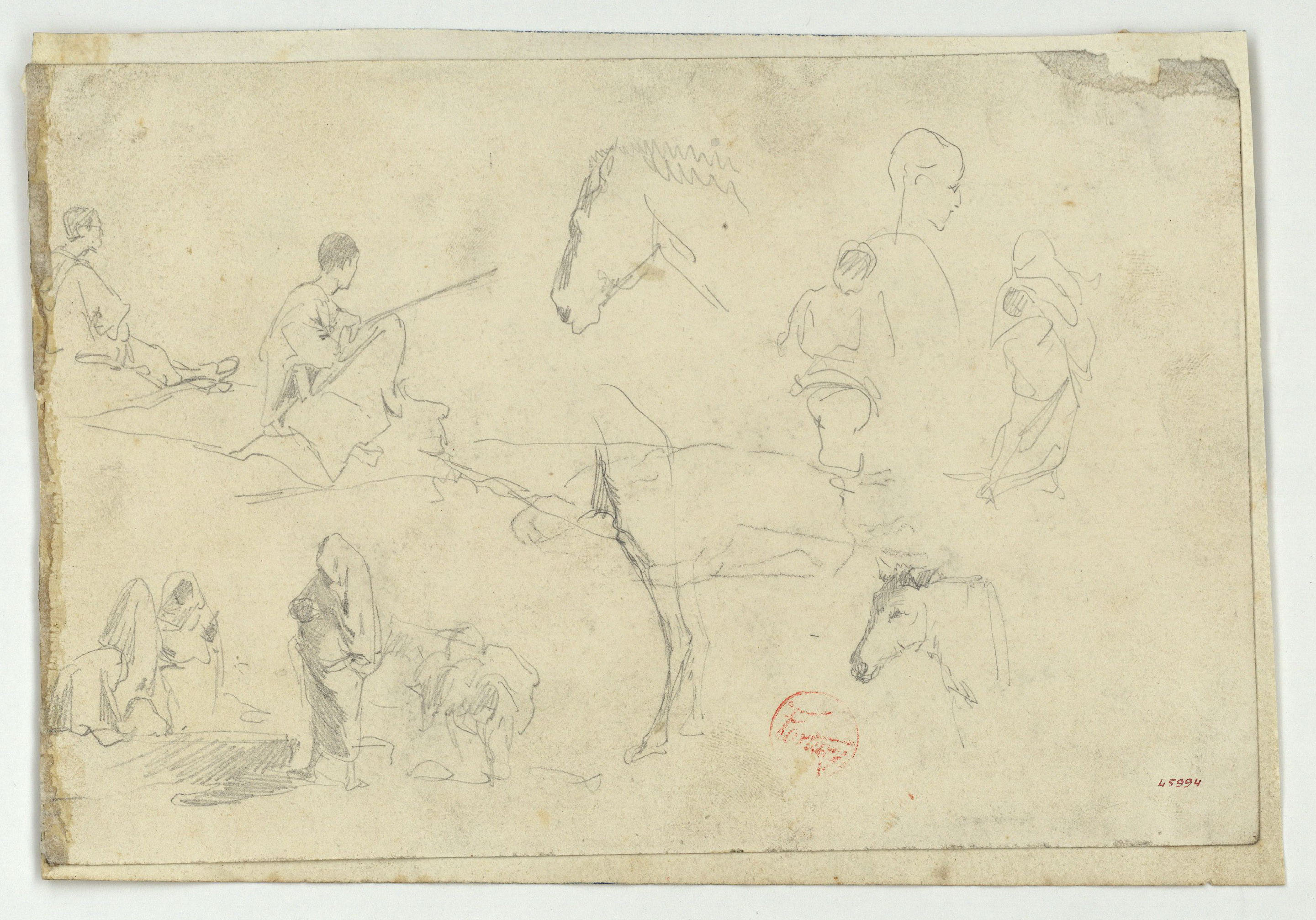 image for: Marià Fortuny - Marroquins i estudi de cavall (anvers) / Marroquins (revers) - Cap a 1860-1862