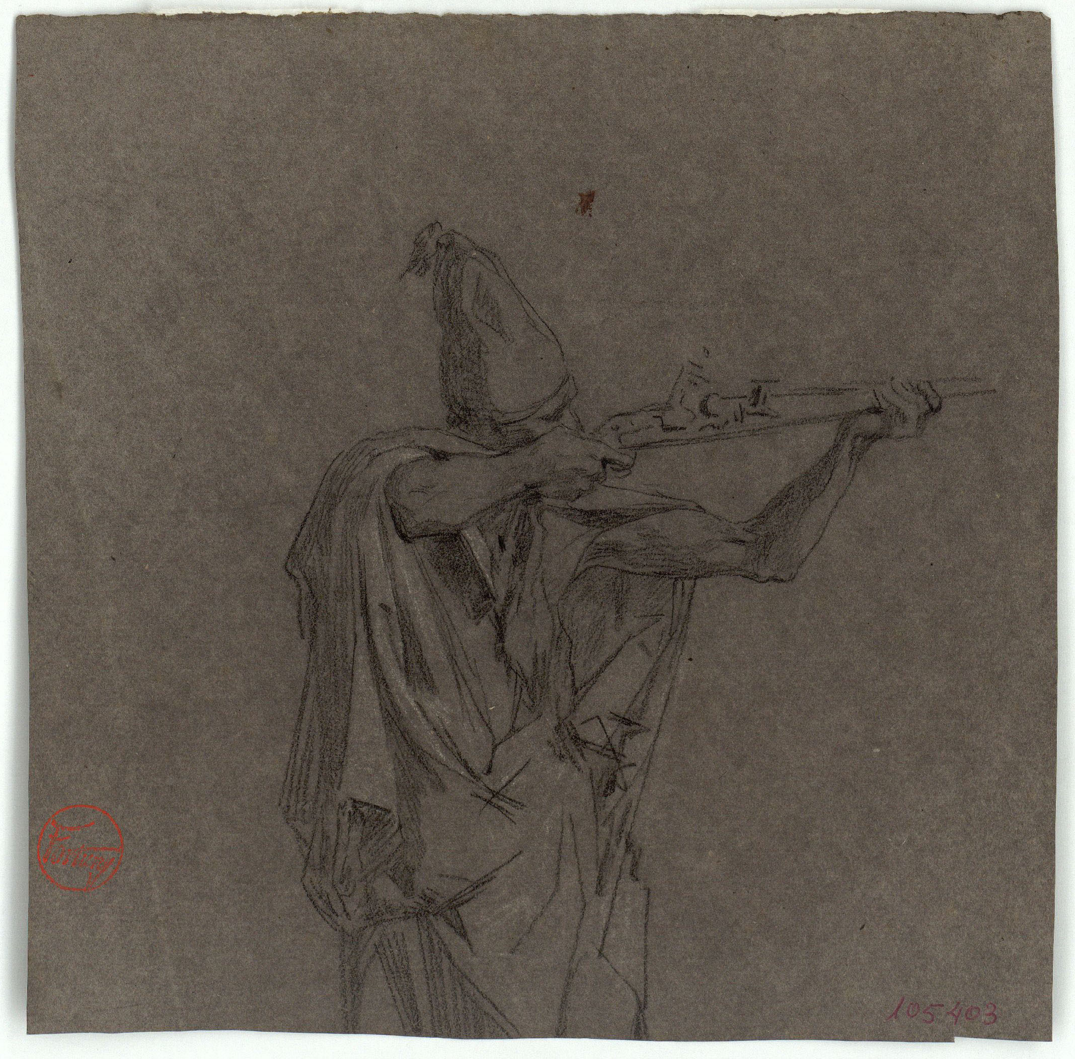 image for: Marià Fortuny - Mohazni (soldat reial) disparant. Estudi per al quadre «La batalla de Tetuan» - Cap a 1860-1862