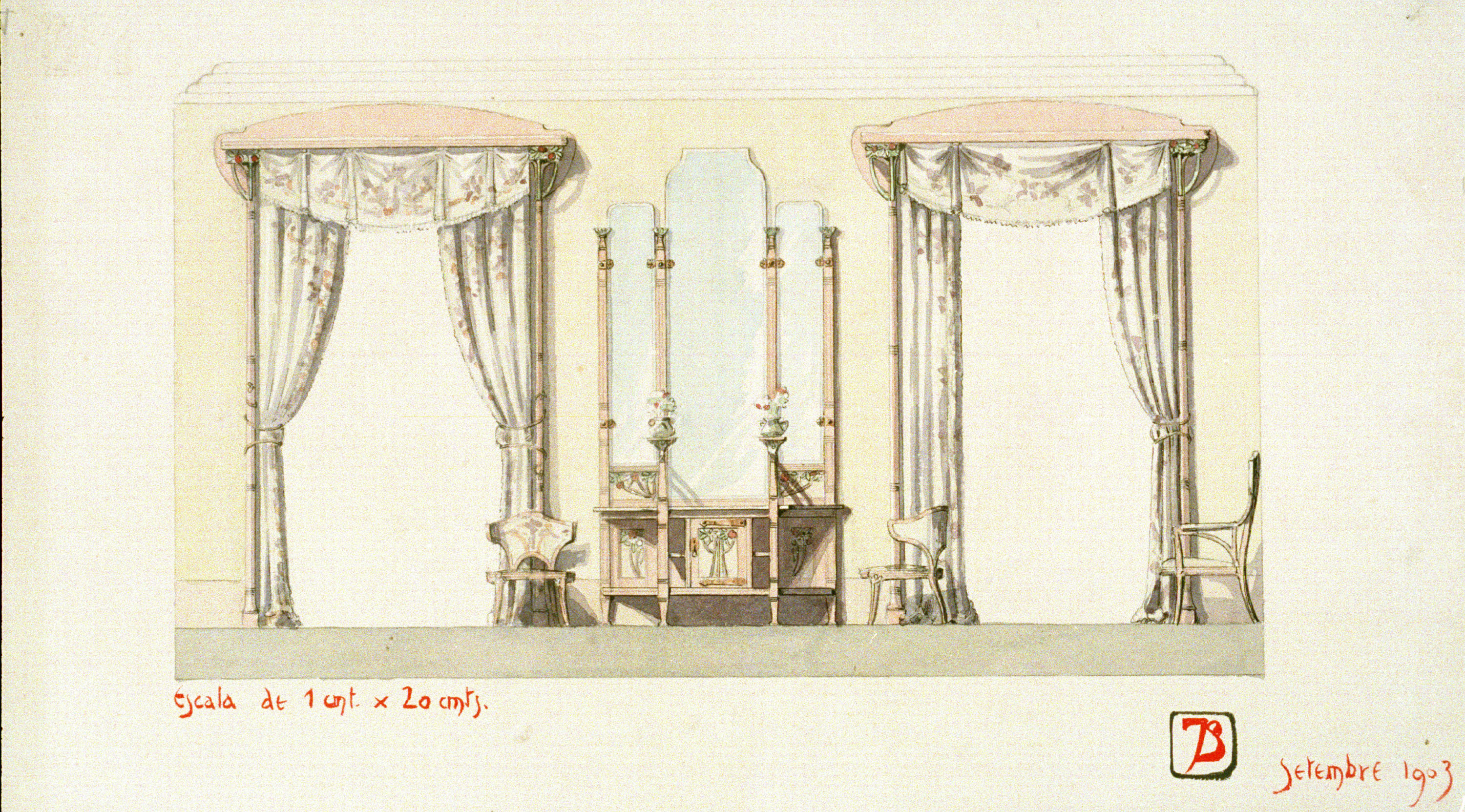 image for: Joan Busquets - Cortinatges, consola i cadires - 1903
