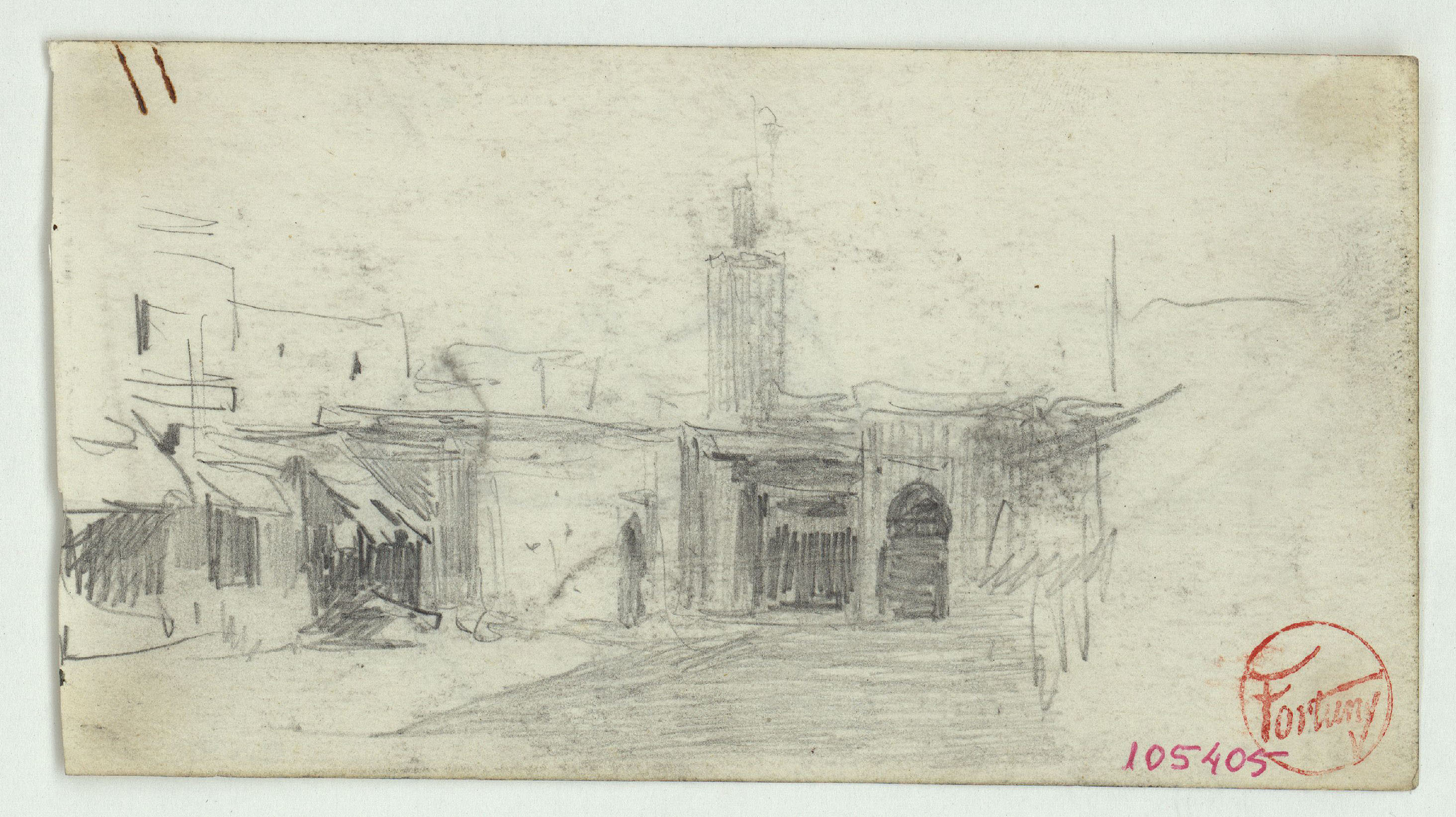 image for: Marià Fortuny - Plaça de Tetuan (anvers) / Cavalls (revers) - Cap a 1860