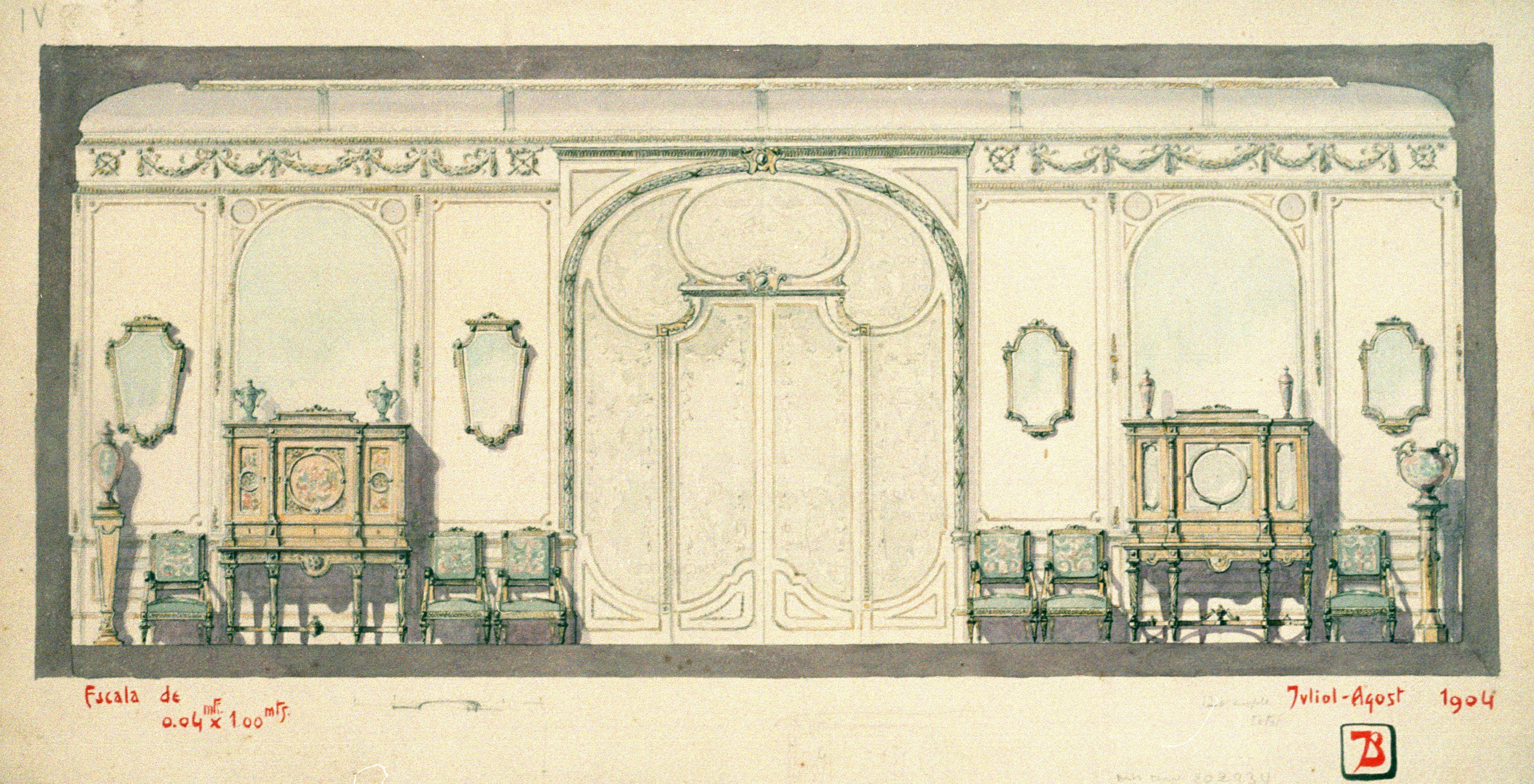image for: Joan Busquets - Mobiliari i ornamentació per a un saló - 1904