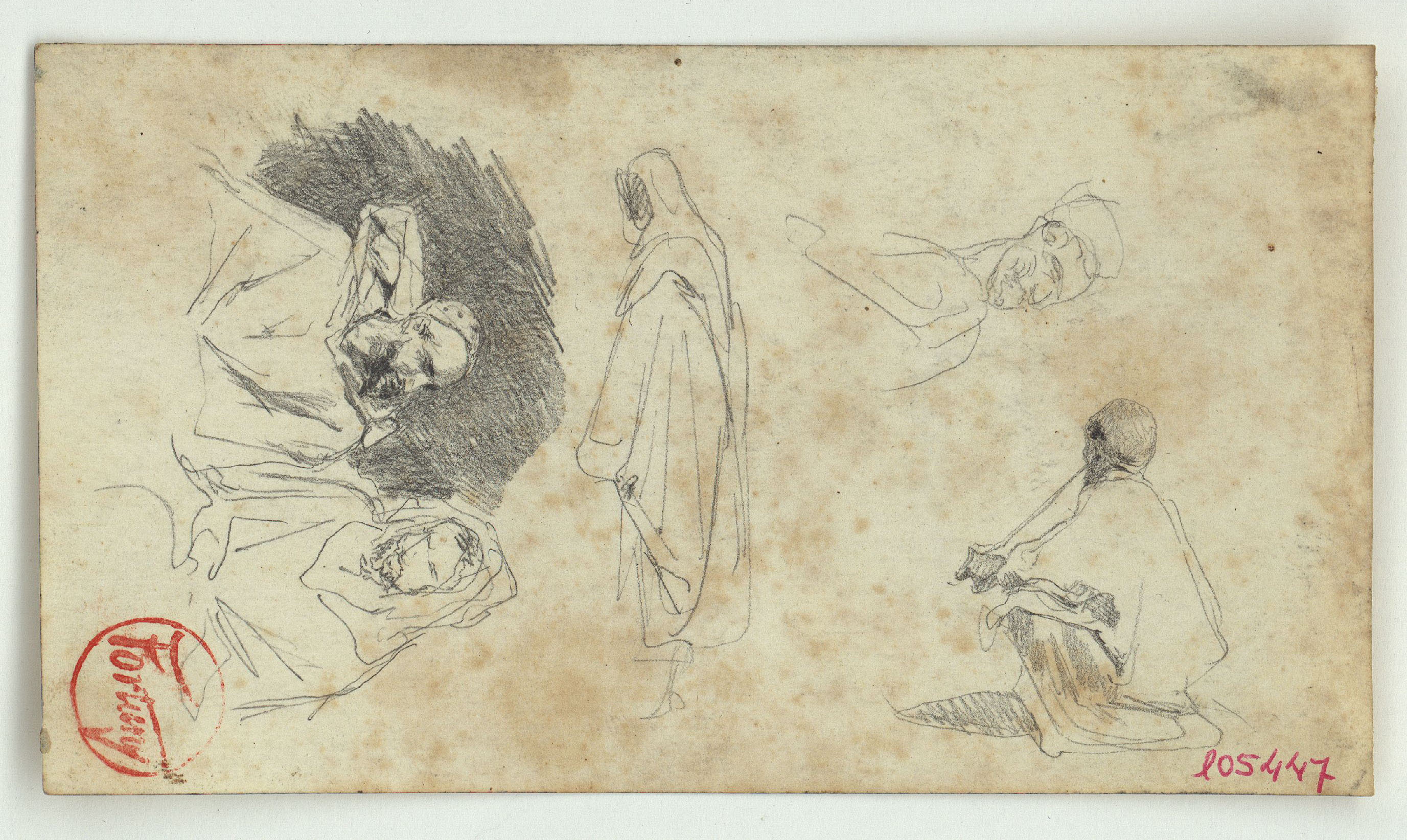 image for: Marià Fortuny - Marroquins (anvers) / Esbós de cavalls (revers) - Cap a 1860-1862