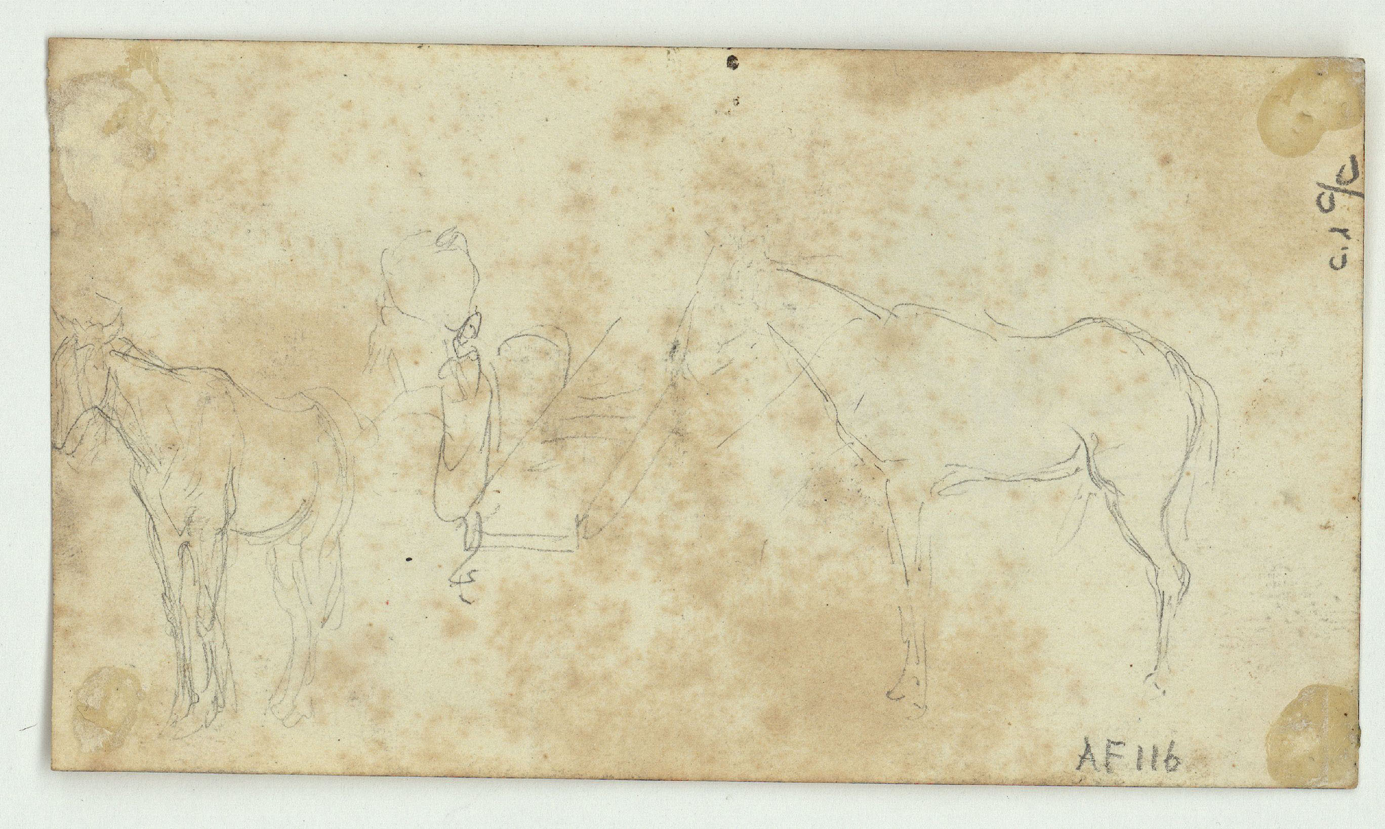 image for: Marià Fortuny - Marroquins (anvers) / Esbós de cavalls (revers) - Cap a 1860-1862 [1]