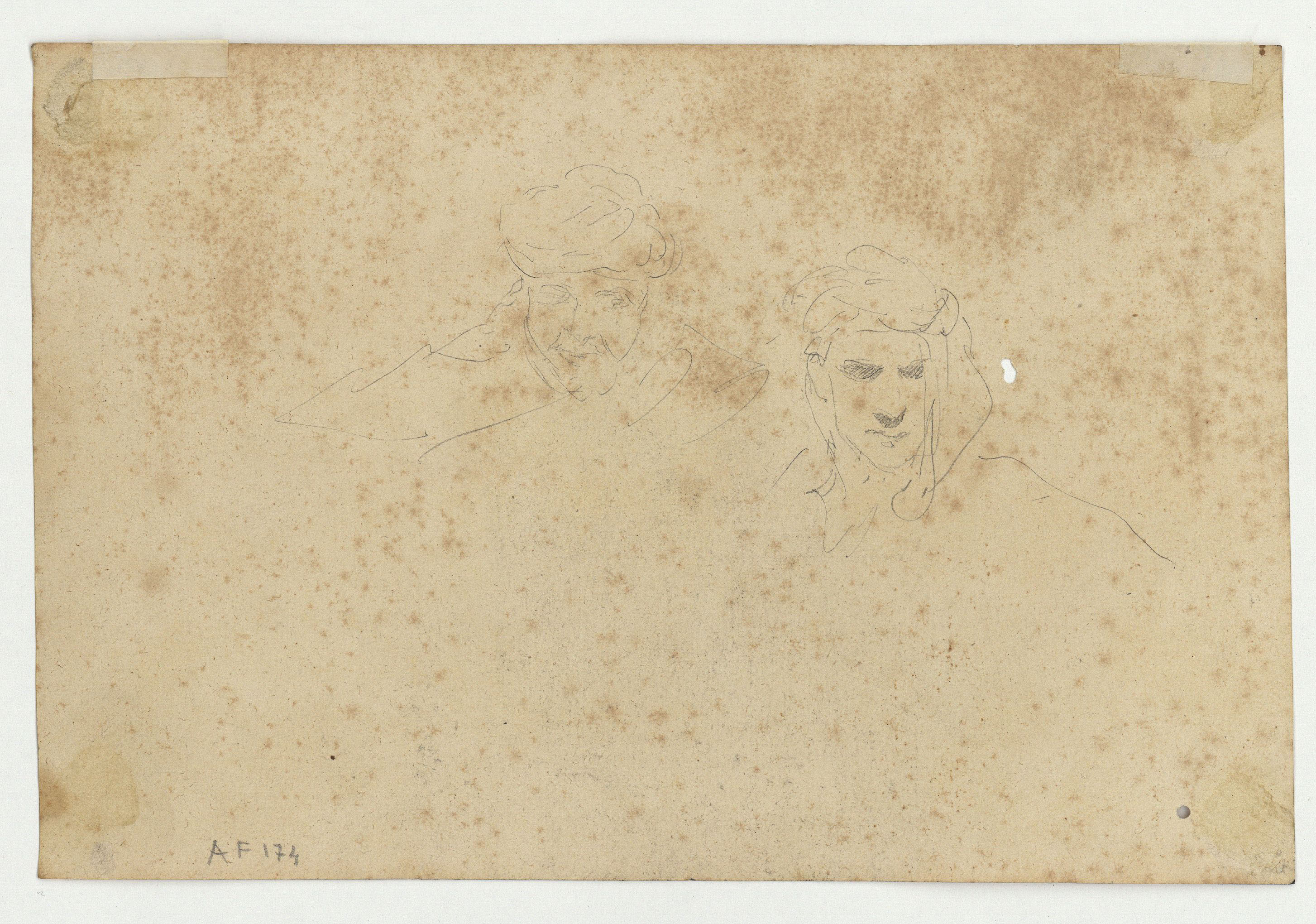 image for: Marià Fortuny - Camells (anvers) / Caps d&#039;home amb turbant (revers) - Cap a 1860-1862 [1]