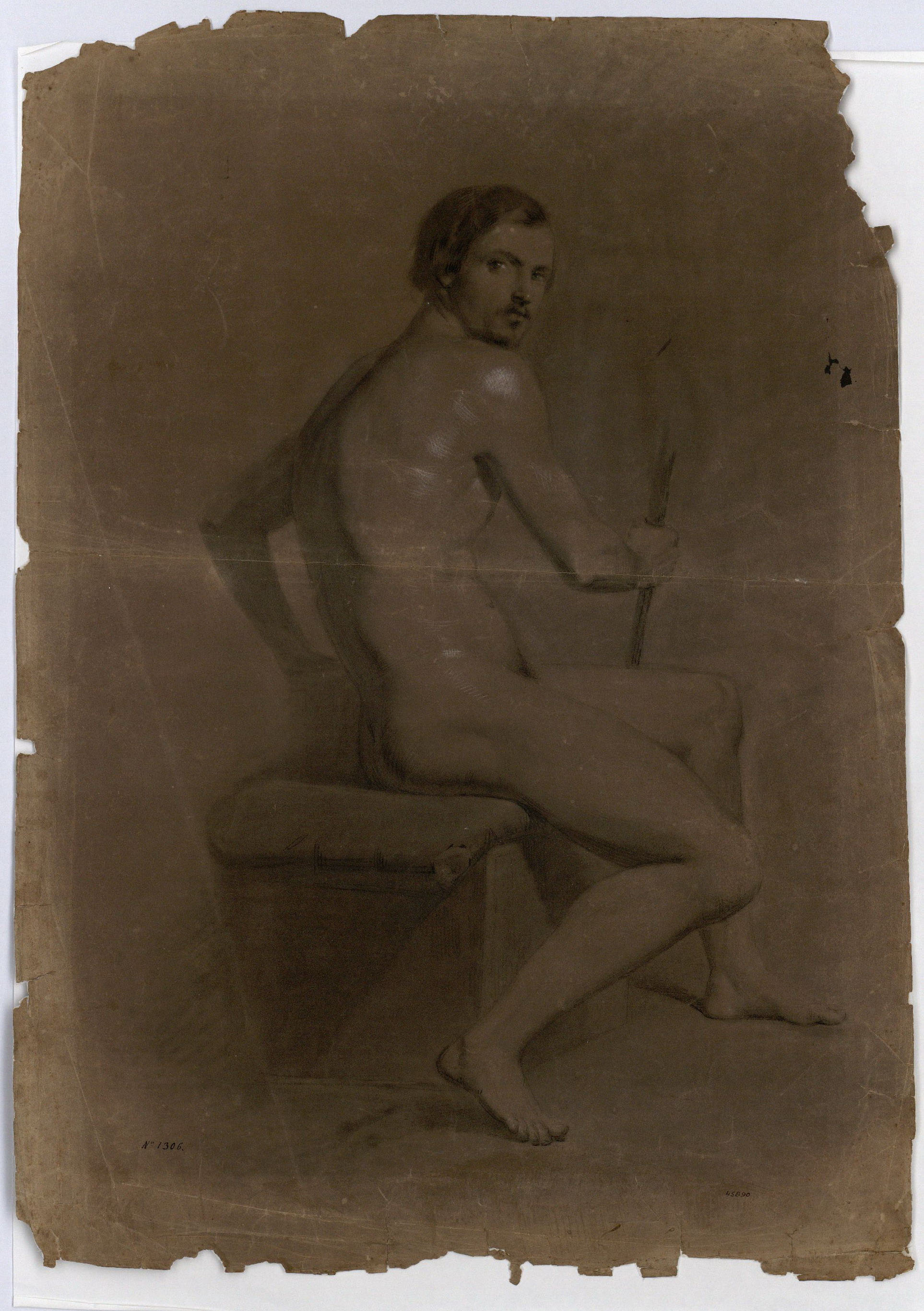 image for: Marià Fortuny - Estudi acadèmic de nu masculí - Cap a 1858-1860