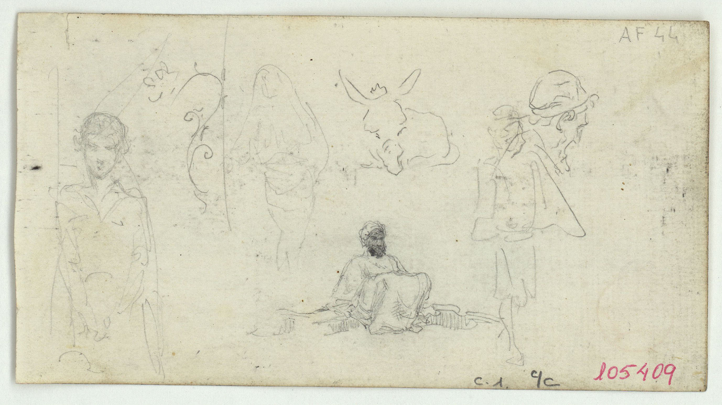 image for: Marià Fortuny - Vaca, cap de cavall i marroquins (anvers) / Marroquins i ruc (revers) - Cap a 1860-1862 [1]