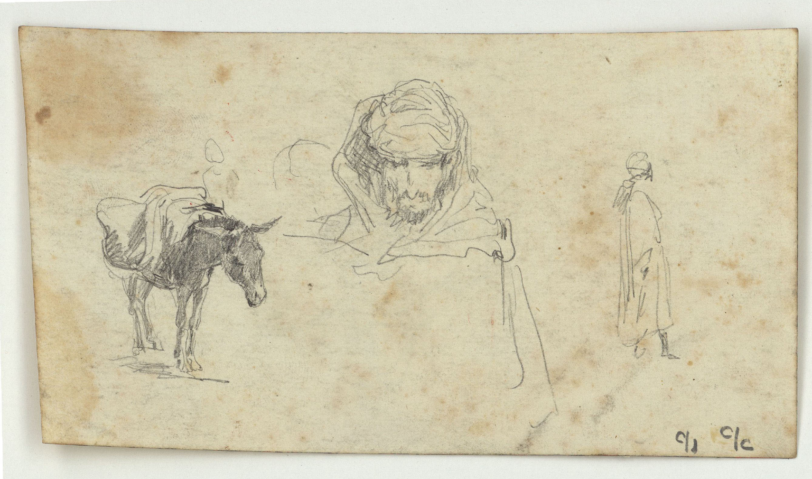 image for: Marià Fortuny - Genet marroquí a cavall (anvers) / Ruc i marroquins (revers) - Cap a 1860-1862 [1]