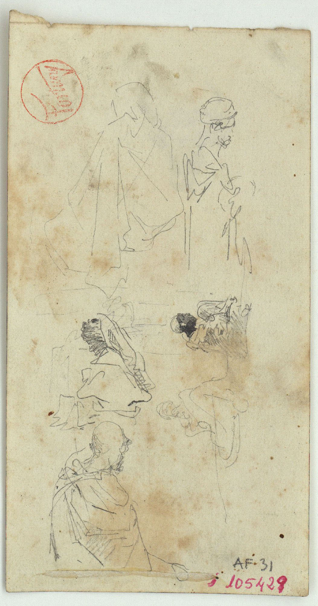 image for: Marià Fortuny - Marroquins (anvers) / Toro, retrat masculí i camell (revers) - Cap a 1860-1862