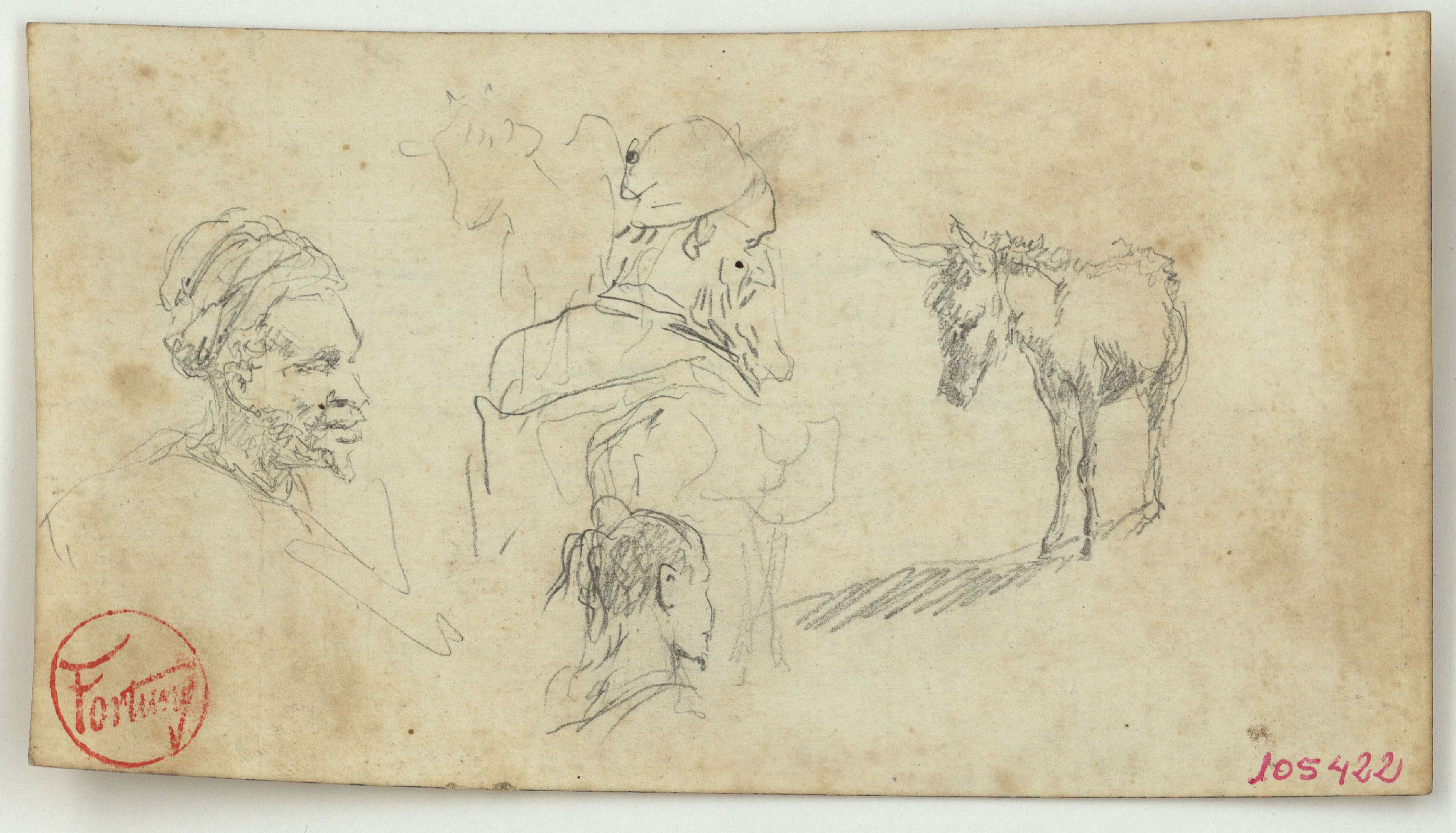 image for: Marià Fortuny - Marroquins i ase (anvers) / Pom d&#039;espasa (revers) - Cap a 1860-1862
