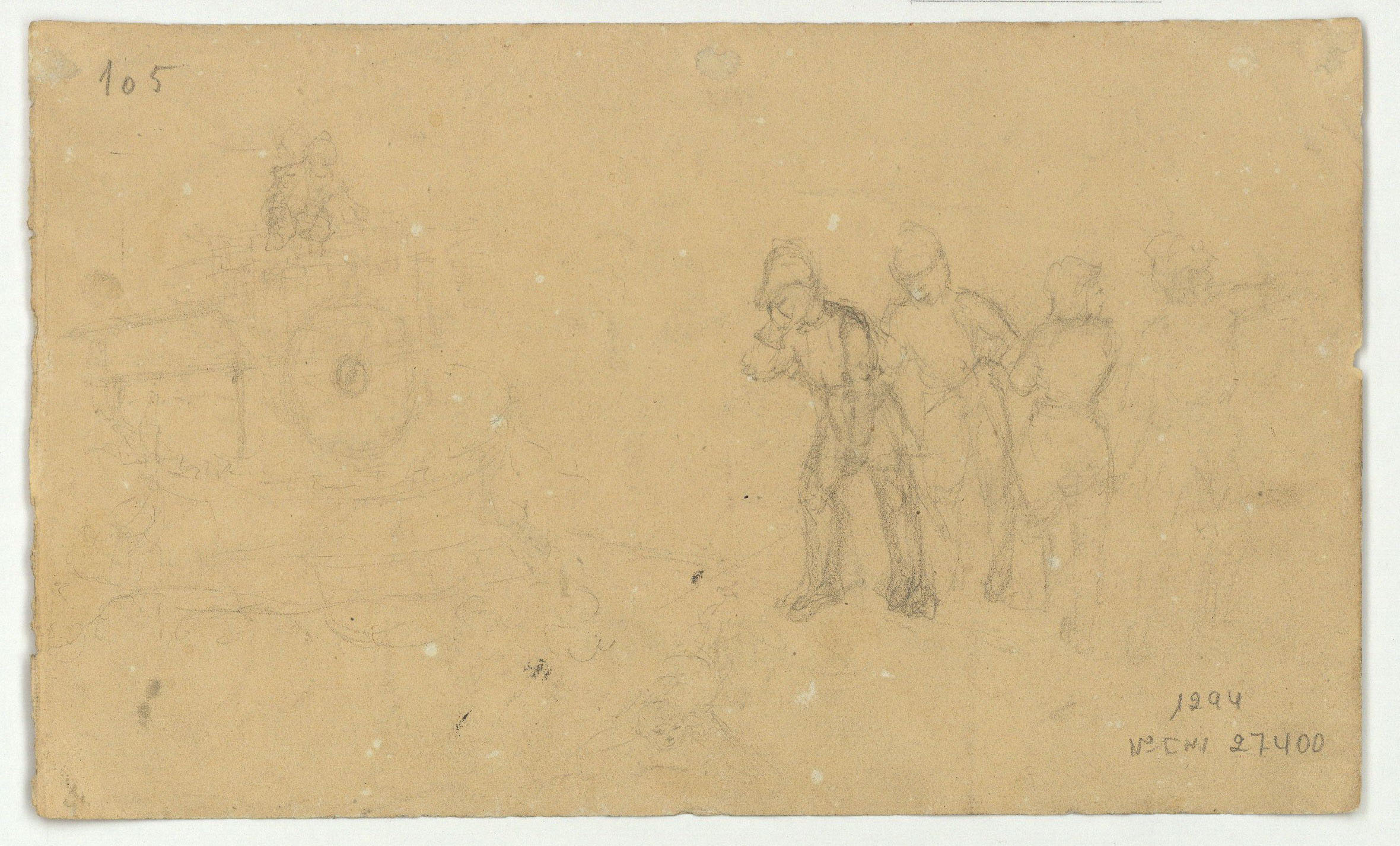 image for: Marià Fortuny - Bust de jove (anvers) / Esbós de figures (revers) - Cap a 1856-1858 [1]