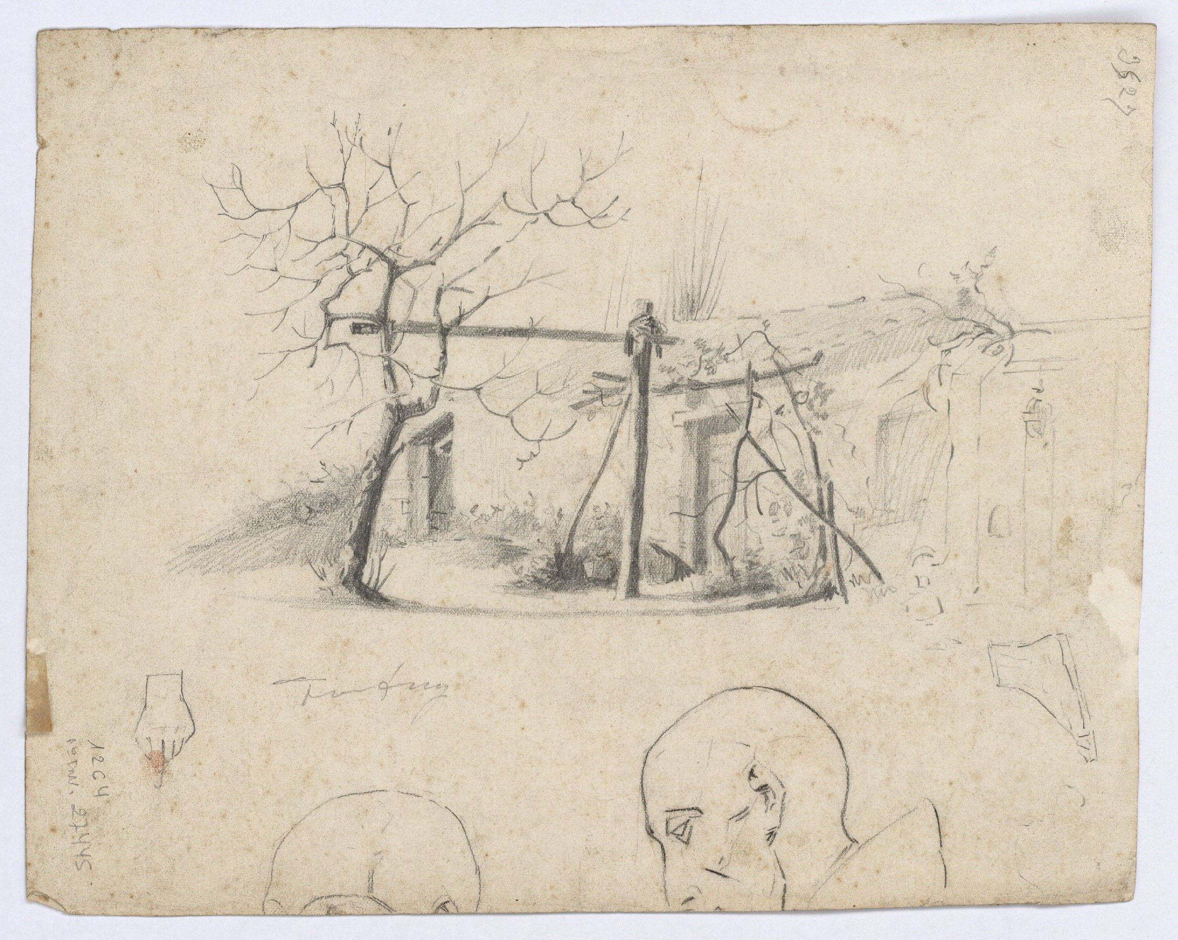 image for: Marià Fortuny - Noia jove (anvers) / Cases de poble i apunts de figura (revers) - Cap a 1856-1858 [1]