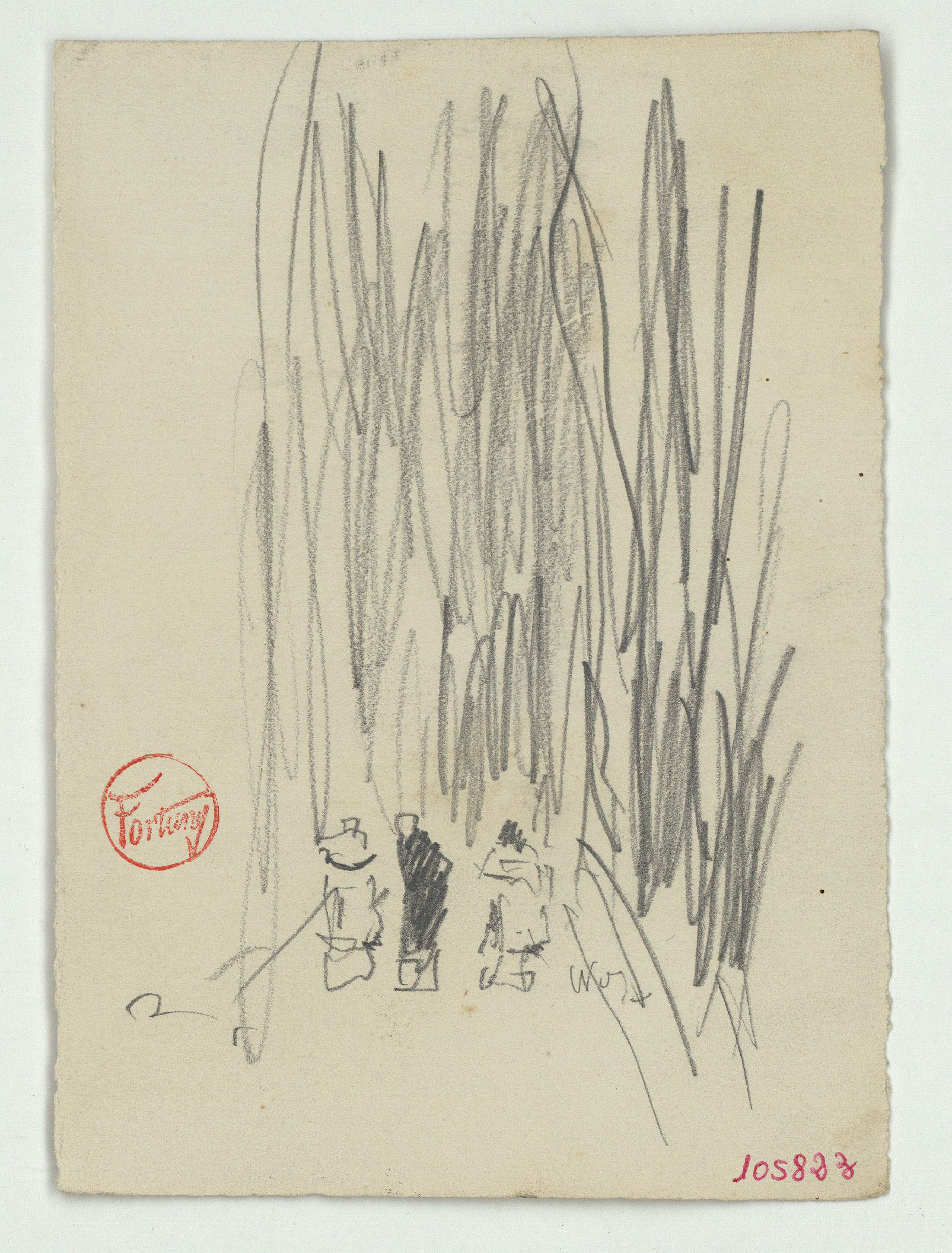 image for: Marià Fortuny - Figures en un passeig (anvers) / Figura (revers) - Cap a 1866-1872