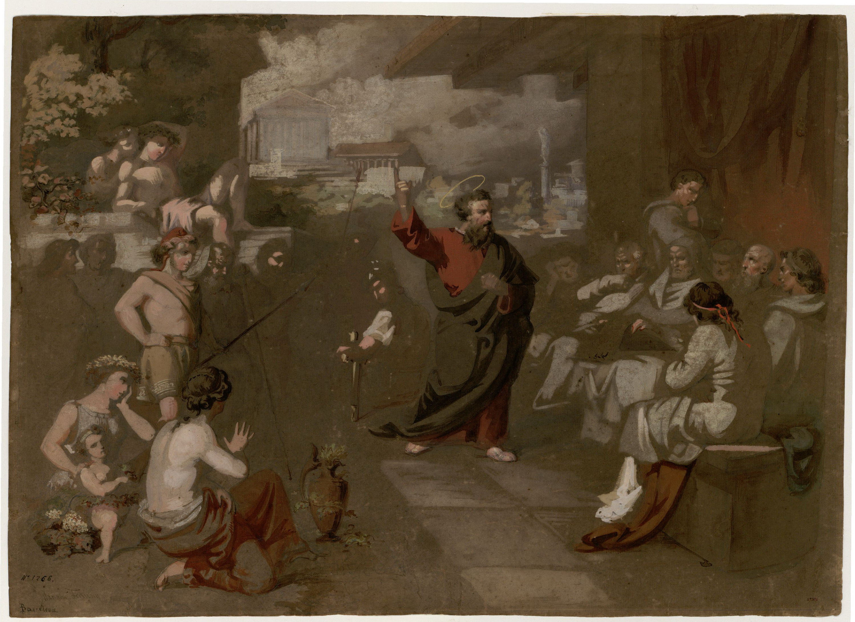 image for: Marià Fortuny - Sant Pau predicant davant l&#039;areòpag - Cap a 1855-1856