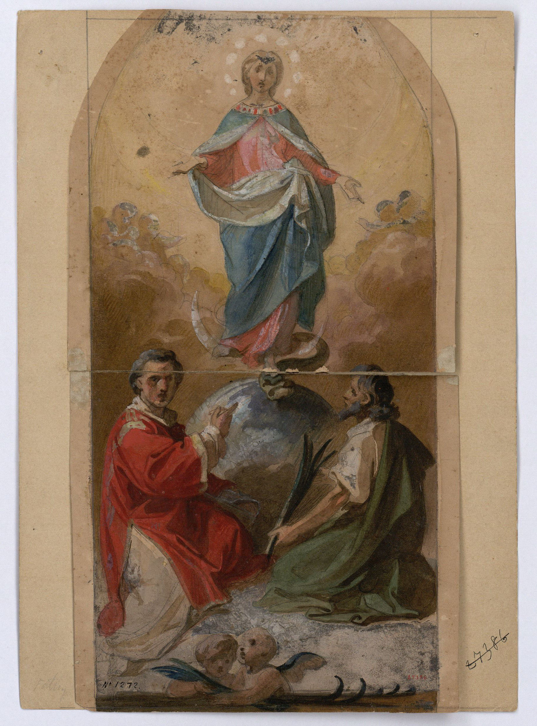image for: Marià Fortuny - La Immaculada Concepció, sant Llorenç i un altre sant - Cap a 1856-1858