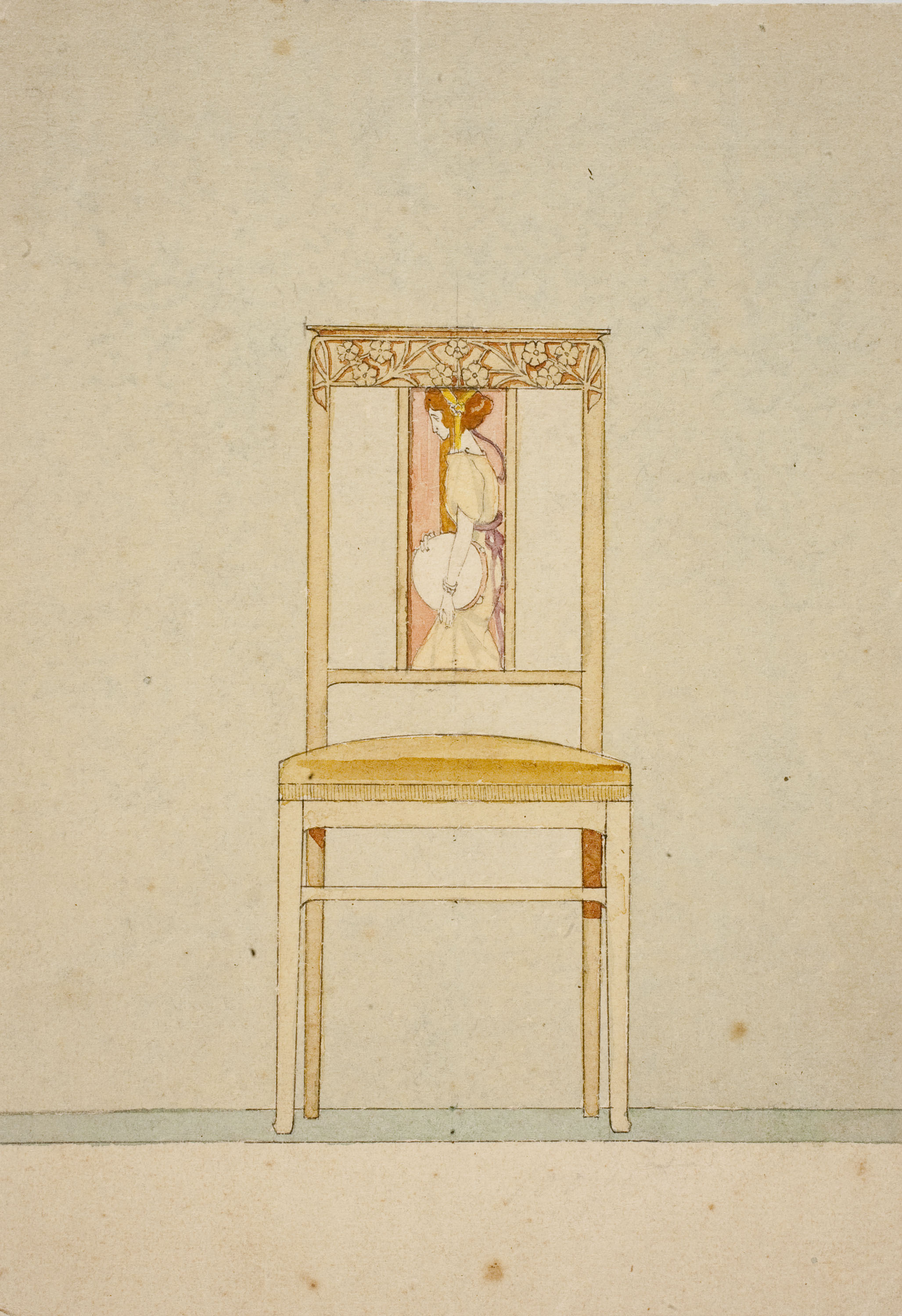 image for: Gaspar Homar - Cadira amb marqueteria - Cap a 1904-1910