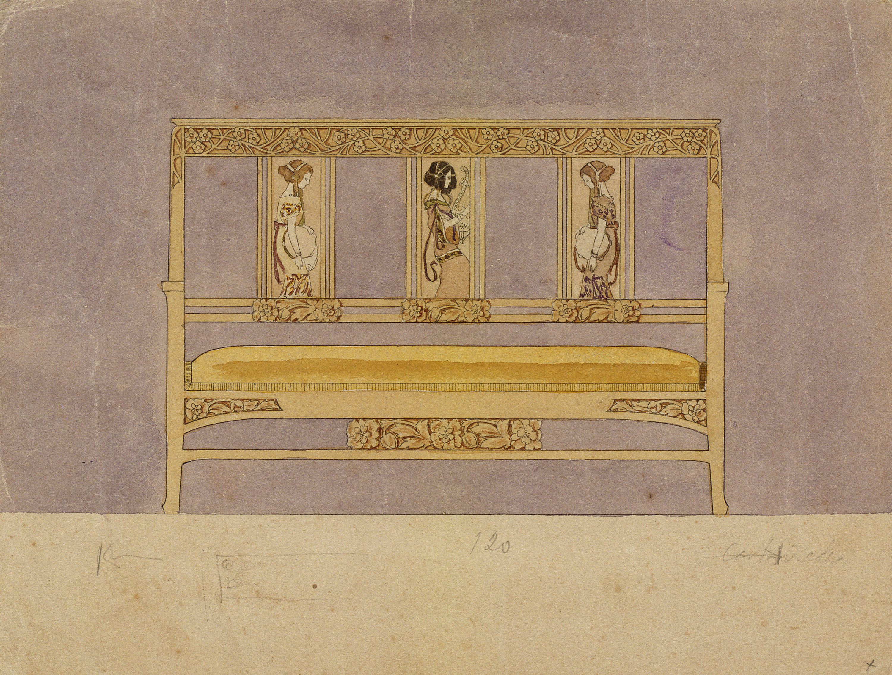 image for: Gaspar Homar - Sofà amb plafons de marqueteria - Cap a 1904-1910