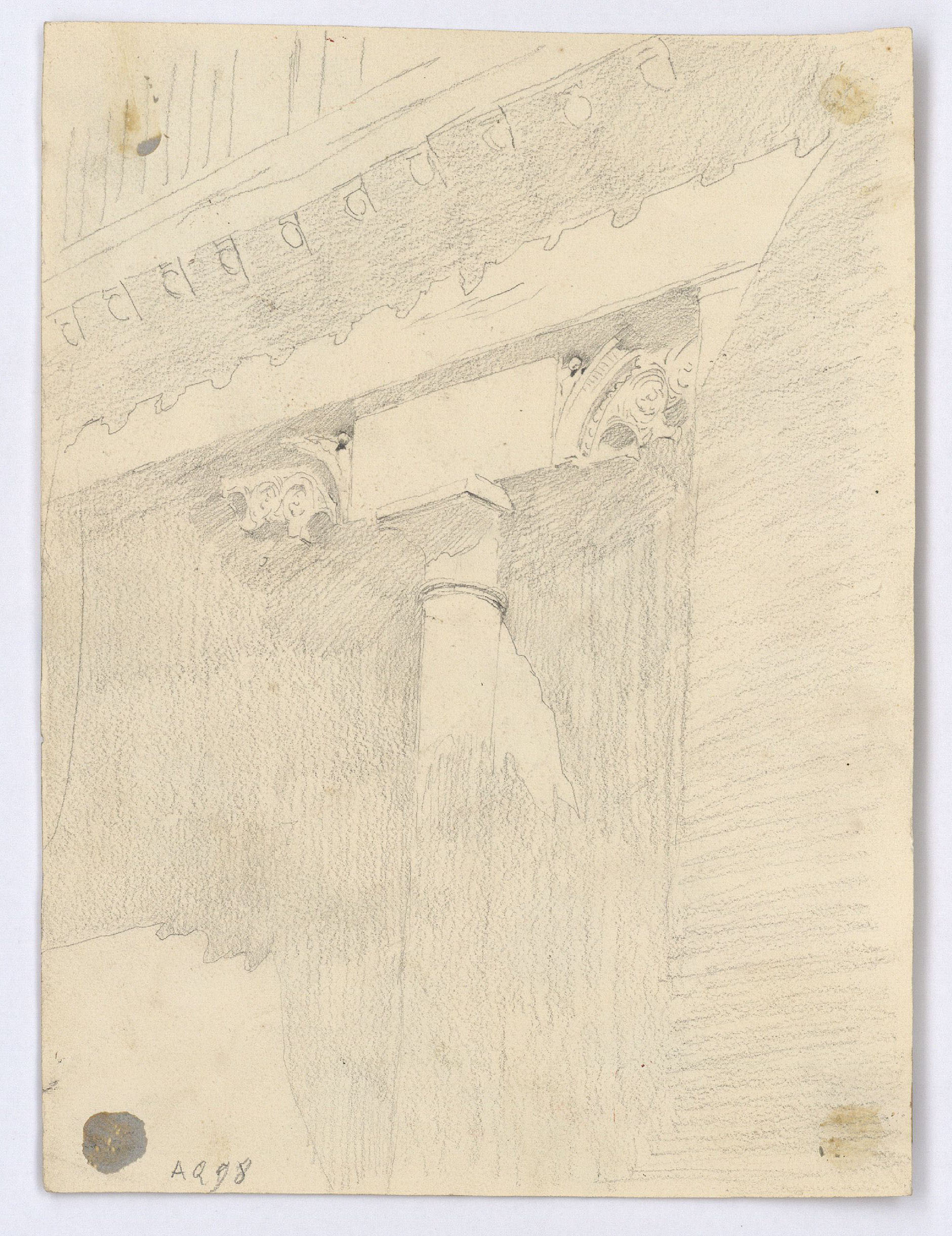 image for: Marià Fortuny - Ornamentacions d&#039;estil musulmà (anvers) / Detall de porxada (revers) - Cap a 1870-1872 [1]