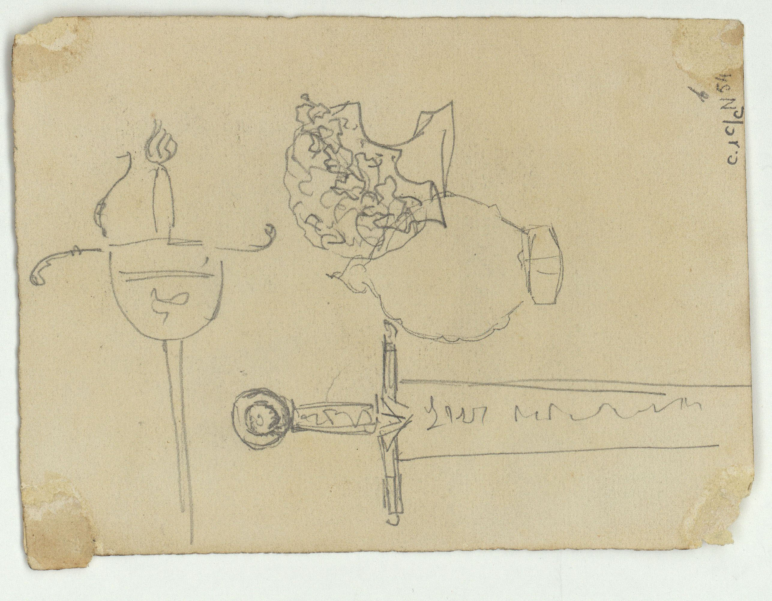 image for: Marià Fortuny - Pany de porta d&#039;estil musulmà (anvers) / Casc i empunyadures d&#039;espasa d&#039;estil musulmà (revers) - Cap a 1870-1872 [1]