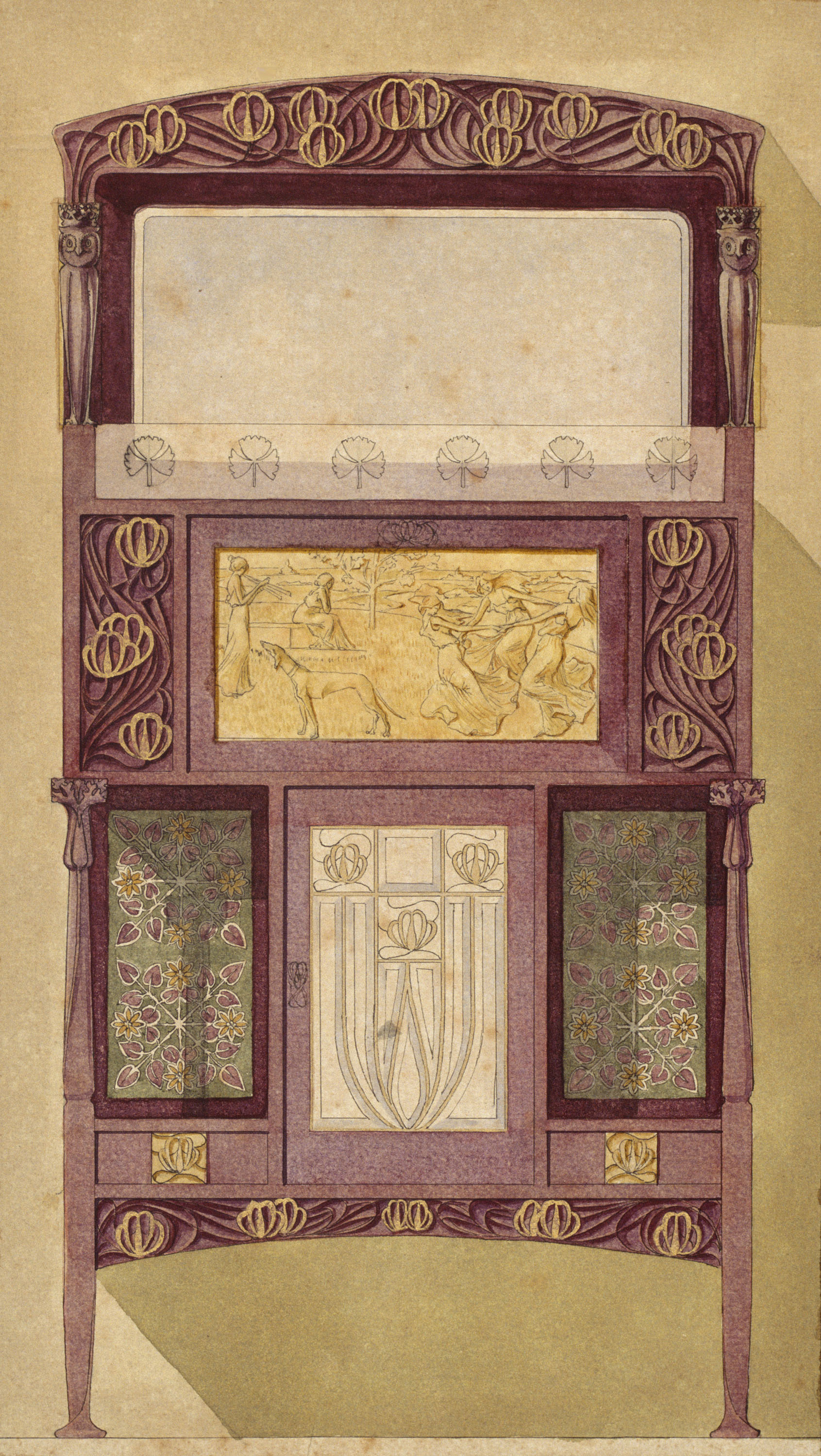 image for: Gaspar Homar - Armari escriptori amb plafons de marqueteria i mirall - Cap a 1907-1910