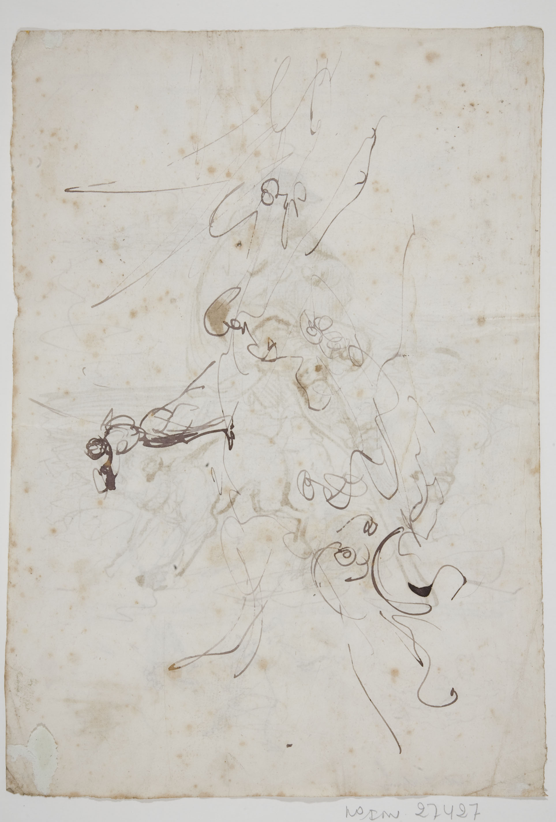 image for: Marià Fortuny - Pastor (anvers) / Croquis de figura (revers) - Cap a 1856-1858 [1]