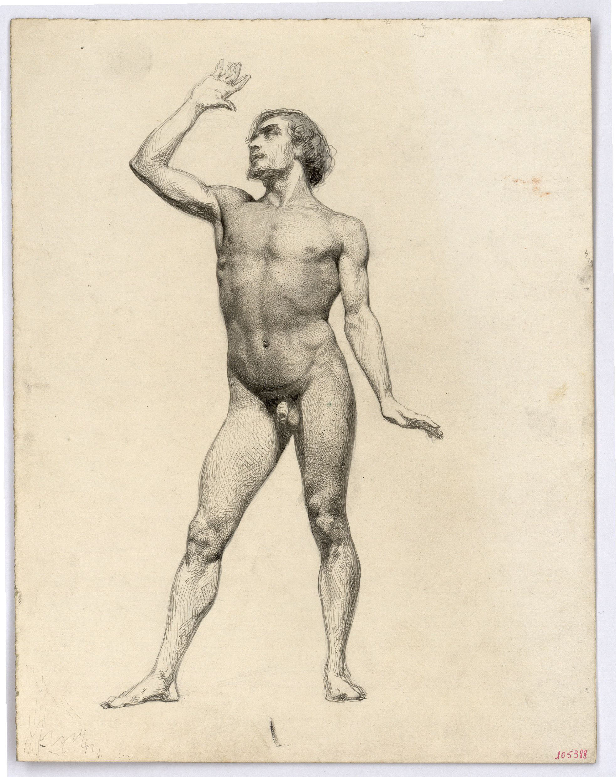 image for: Marià Fortuny - Estudi de nu masculí - Cap a 1860