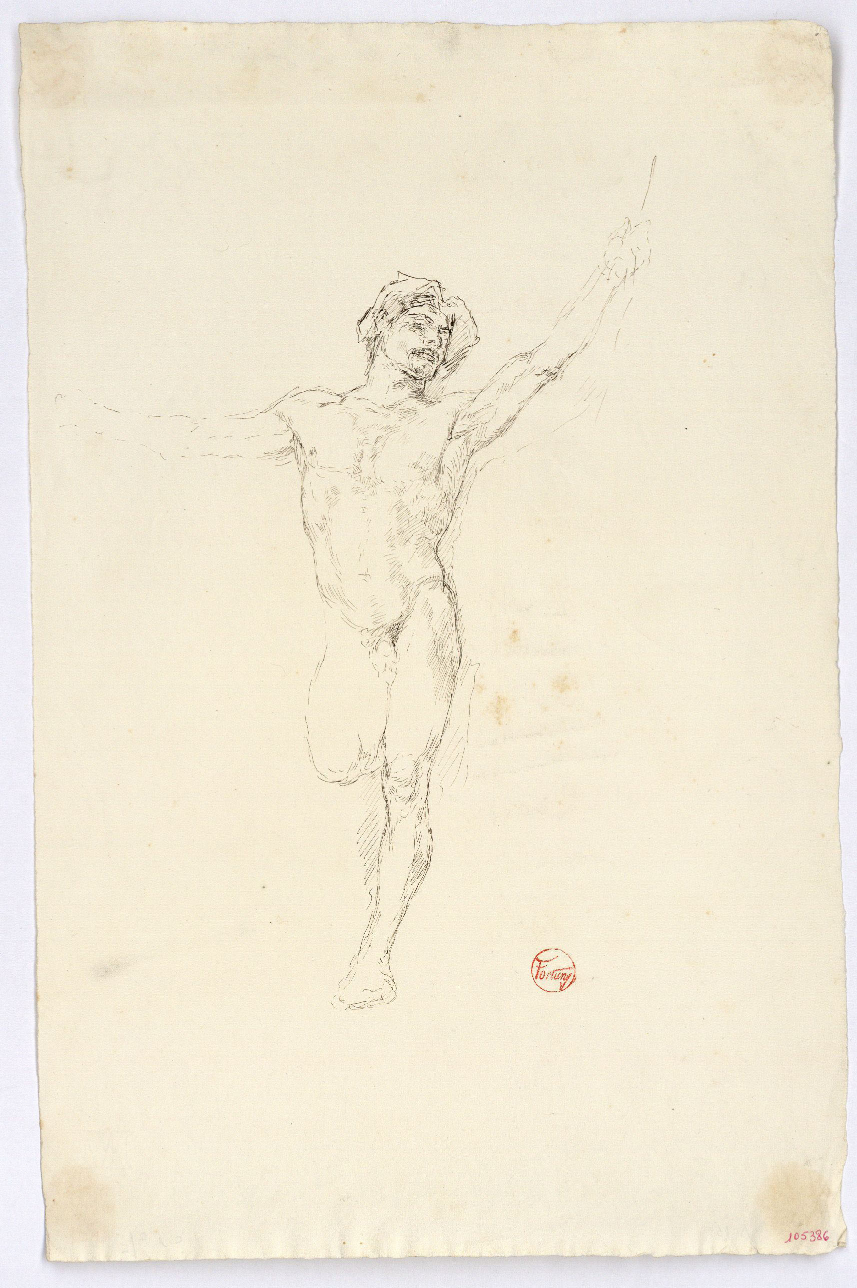 image for: Marià Fortuny - Estudi acadèmic de nu per a una crucifixió - Cap a 1860