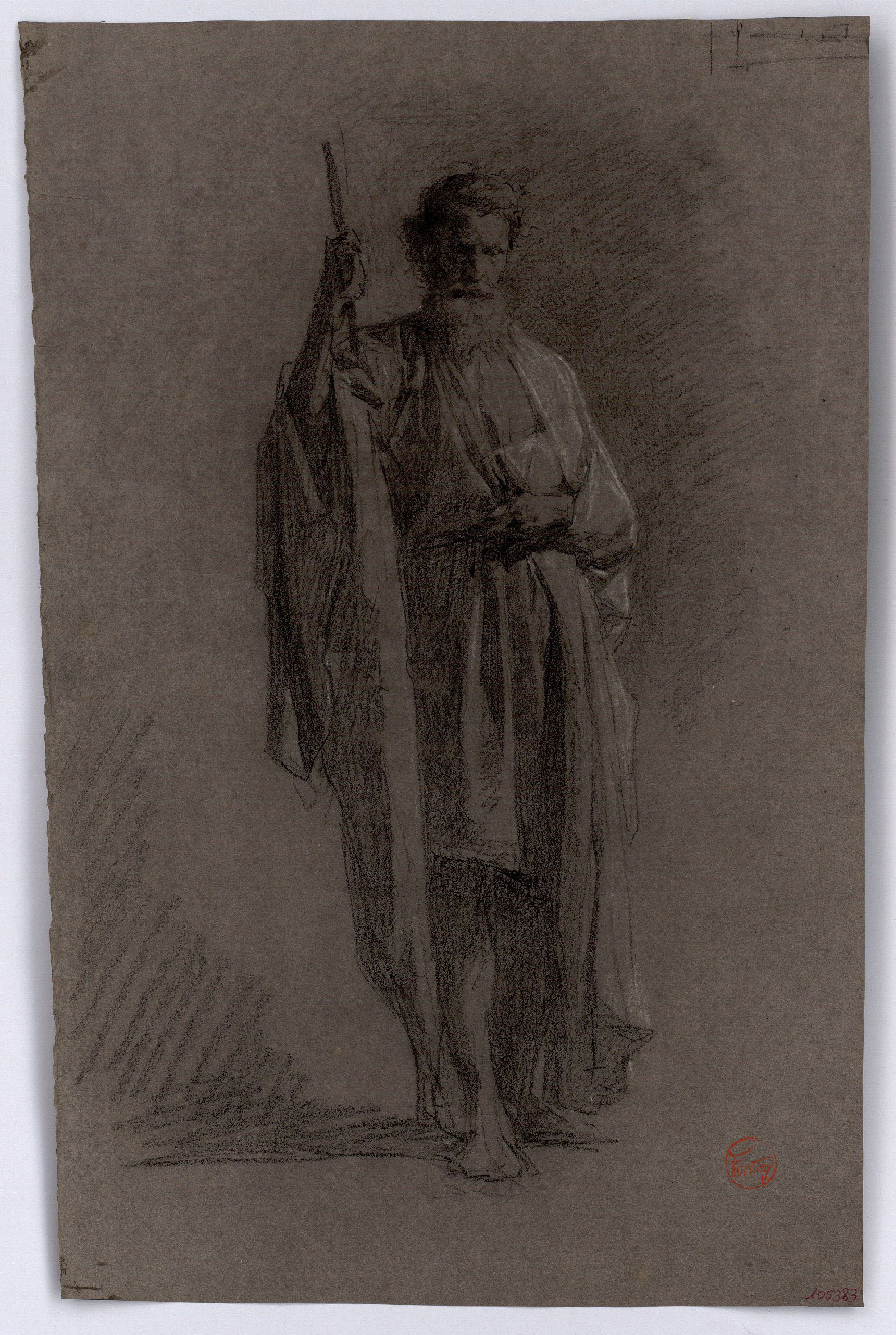 image for: Marià Fortuny - Estudi acadèmic d&#039;una figura masculina - Cap a 1860
