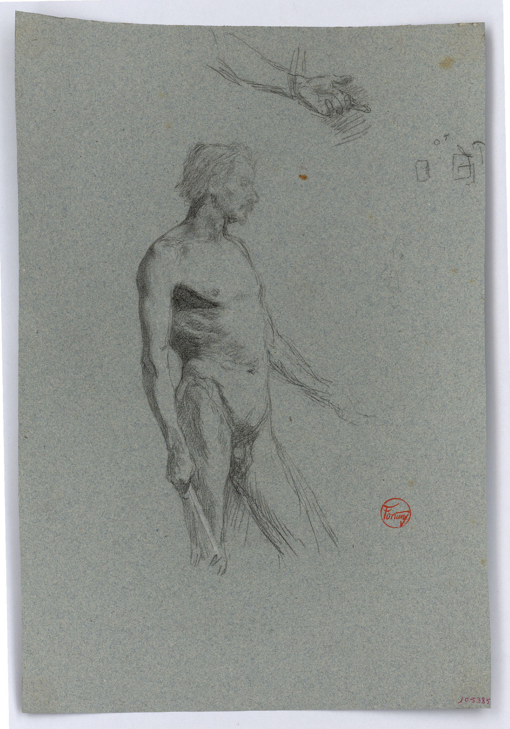 image for: Marià Fortuny - Estudi de nu masculí - Cap a 1860