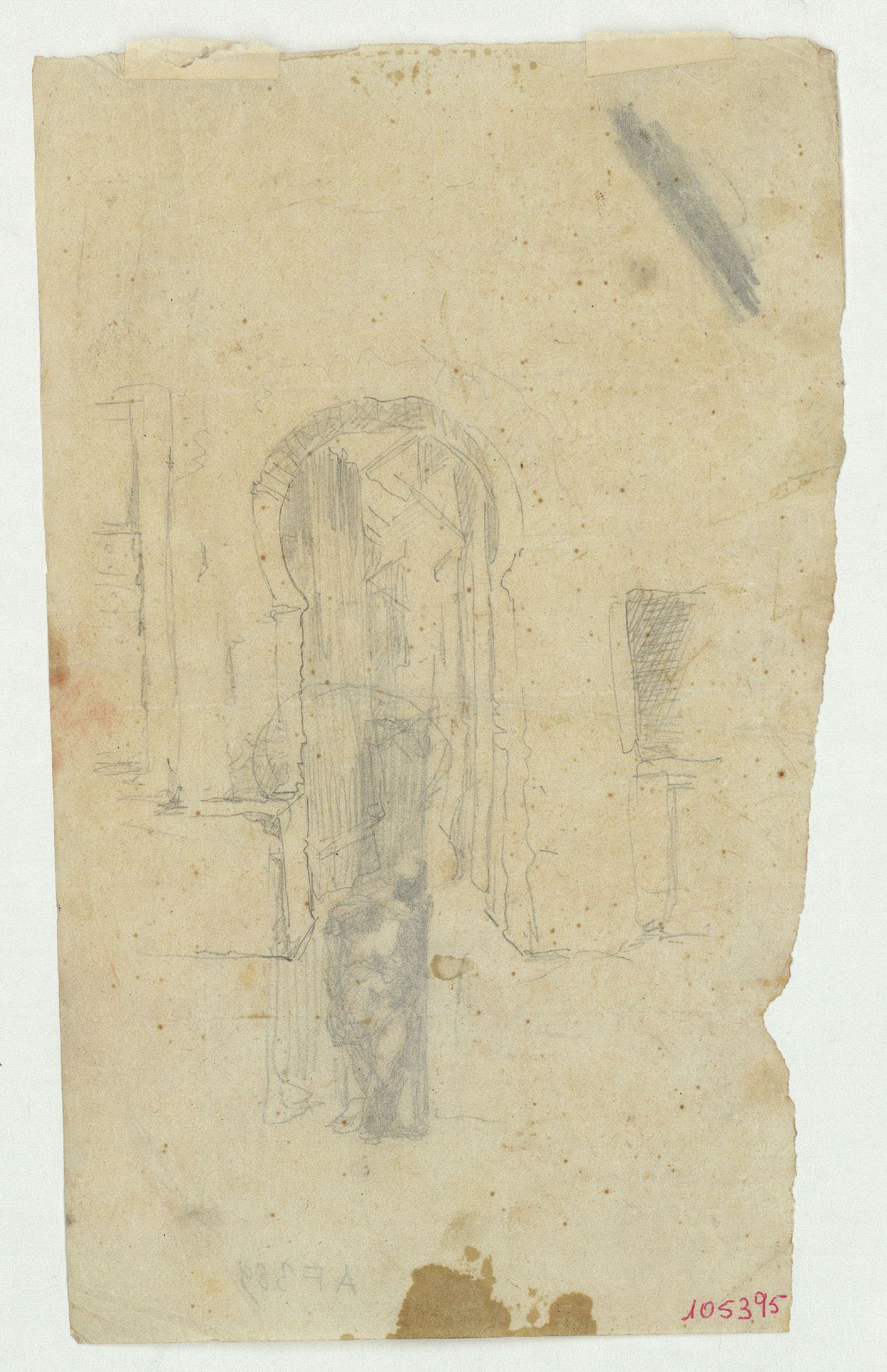 image for: Marià Fortuny - Porta d&#039;estil musulmà (anvers) / Porta d&#039;estil musulmà i figura (revers) - Cap a 1860-1862