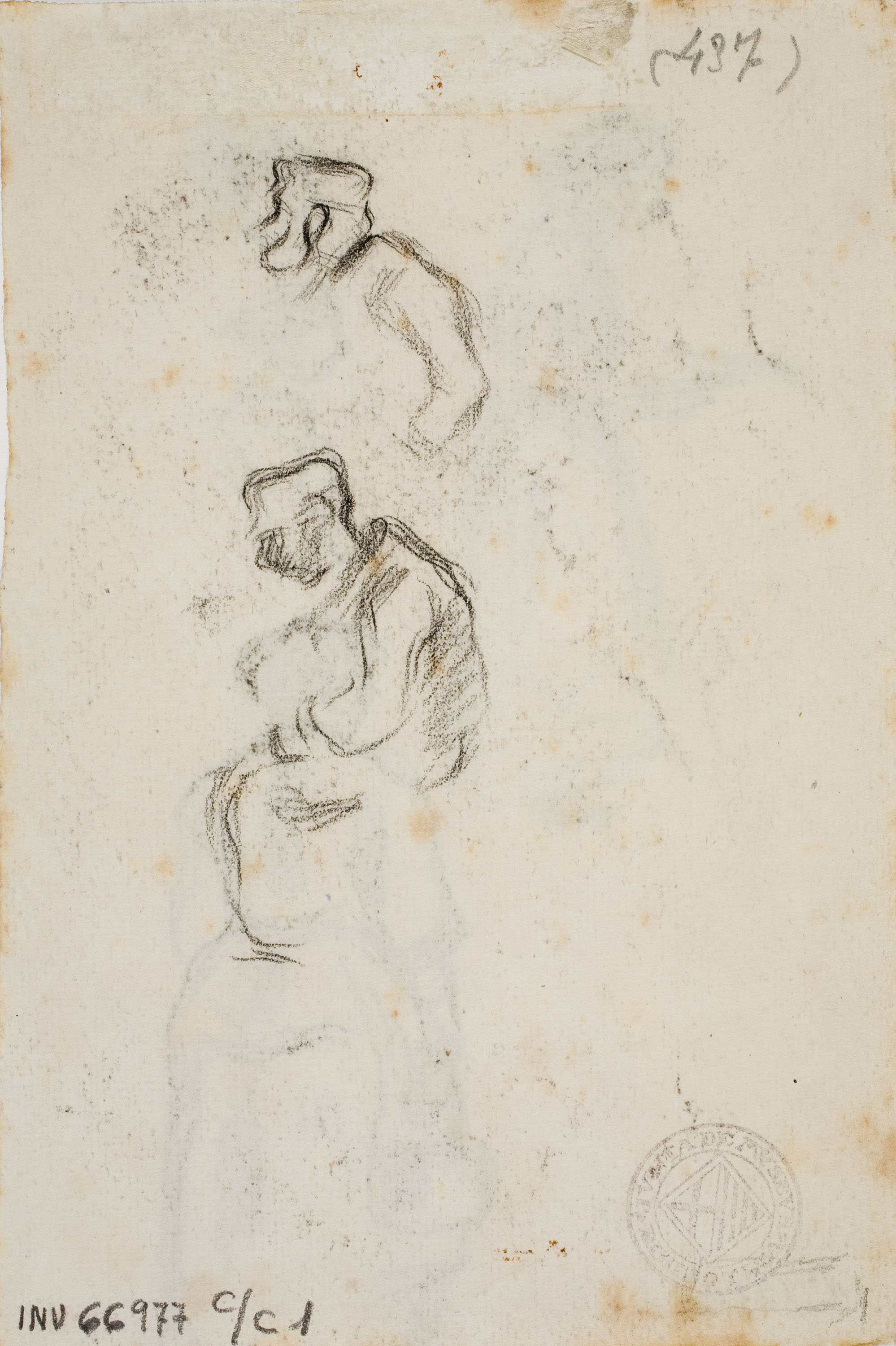 image for: Isidre Nonell - Apunt de dones (anvers) / Apunts de caps (revers) - Cap a 1894 [1]