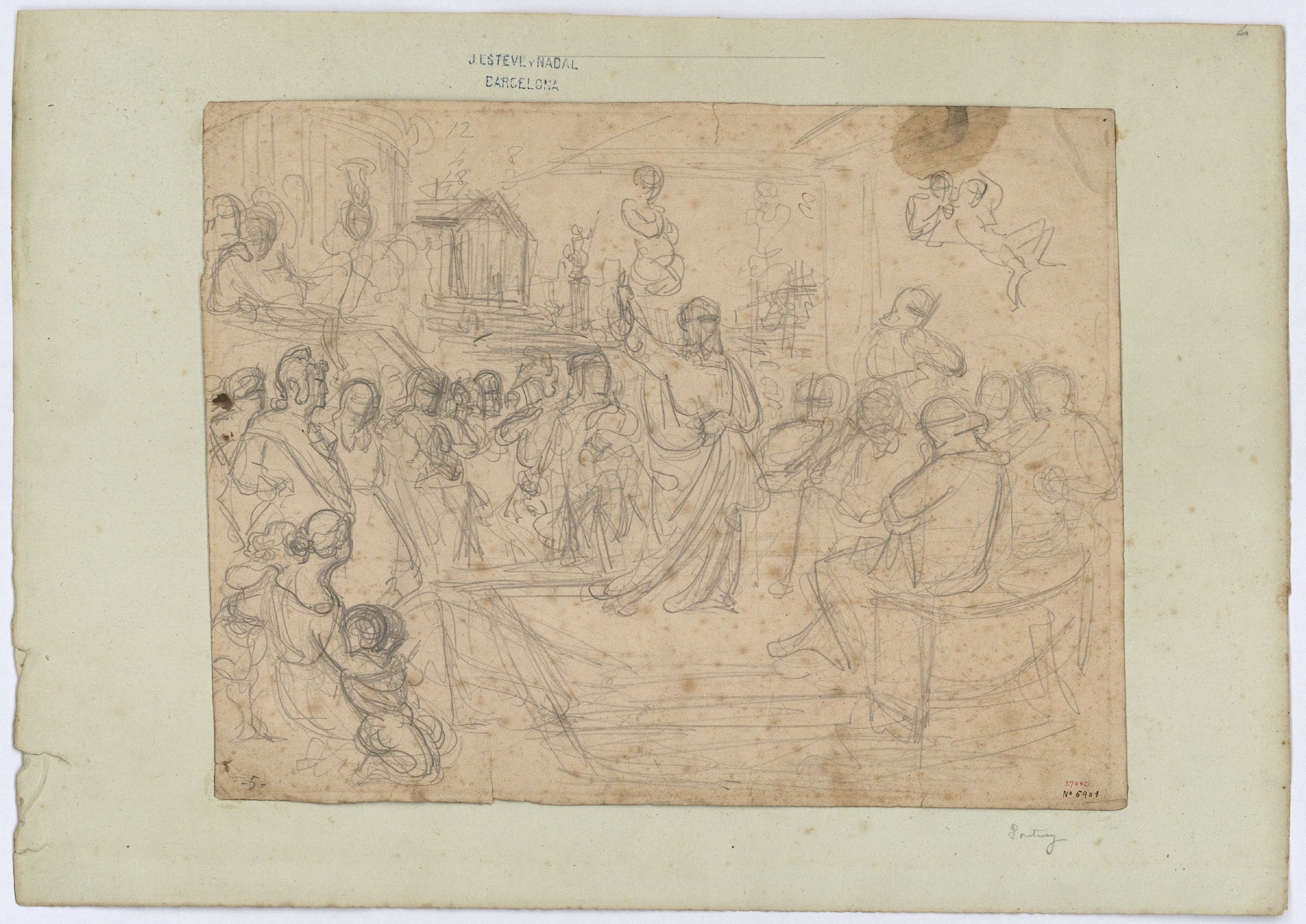 image for: Marià Fortuny - Estudi per a l&#039;aquarel·la «Sant Pau predicant davant l&#039;areòpag» - Cap a 1855-1856