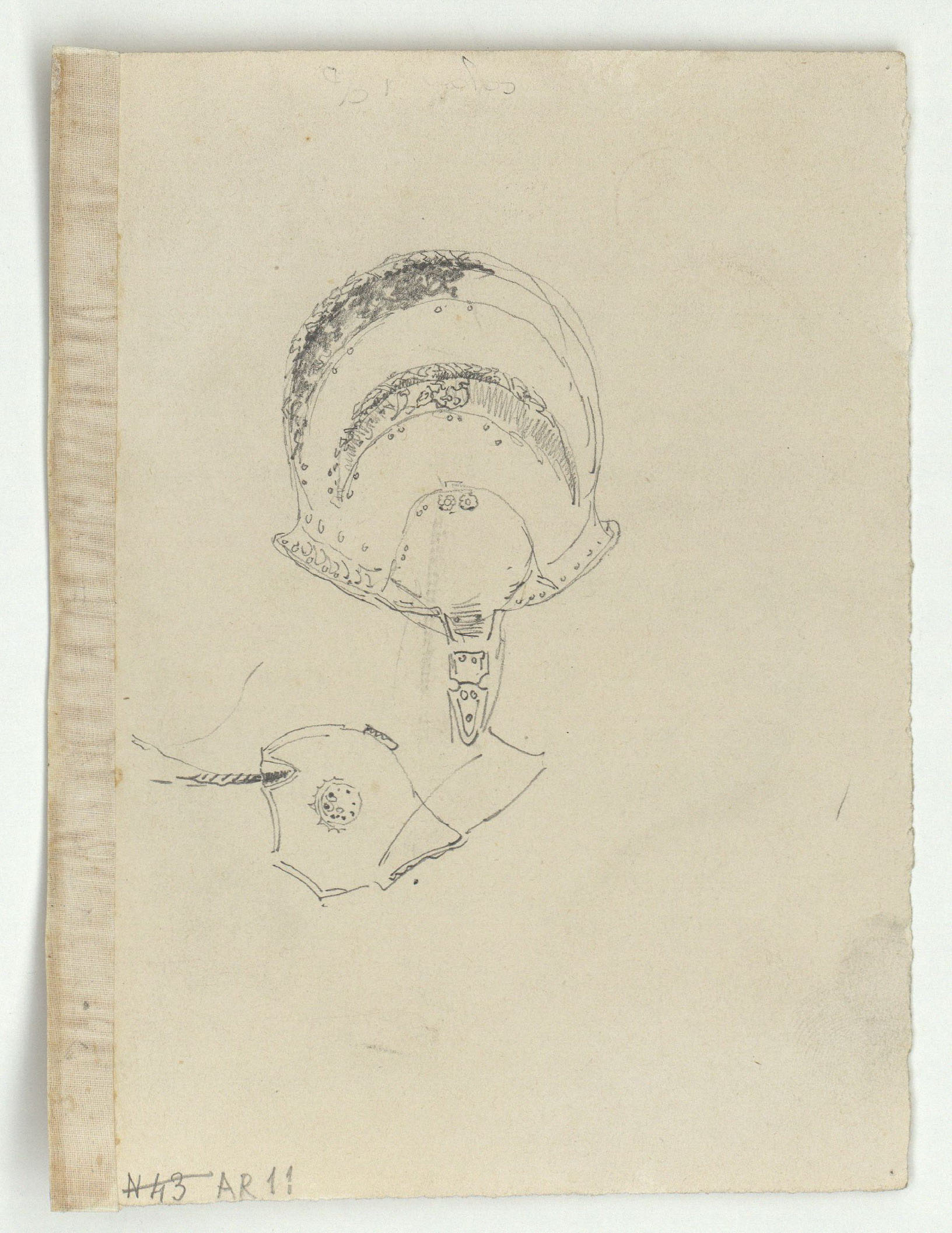 image for: Marià Fortuny - Armadura i casc (anvers) / Cascs (revers) - Cap a 1867-1872 [1]