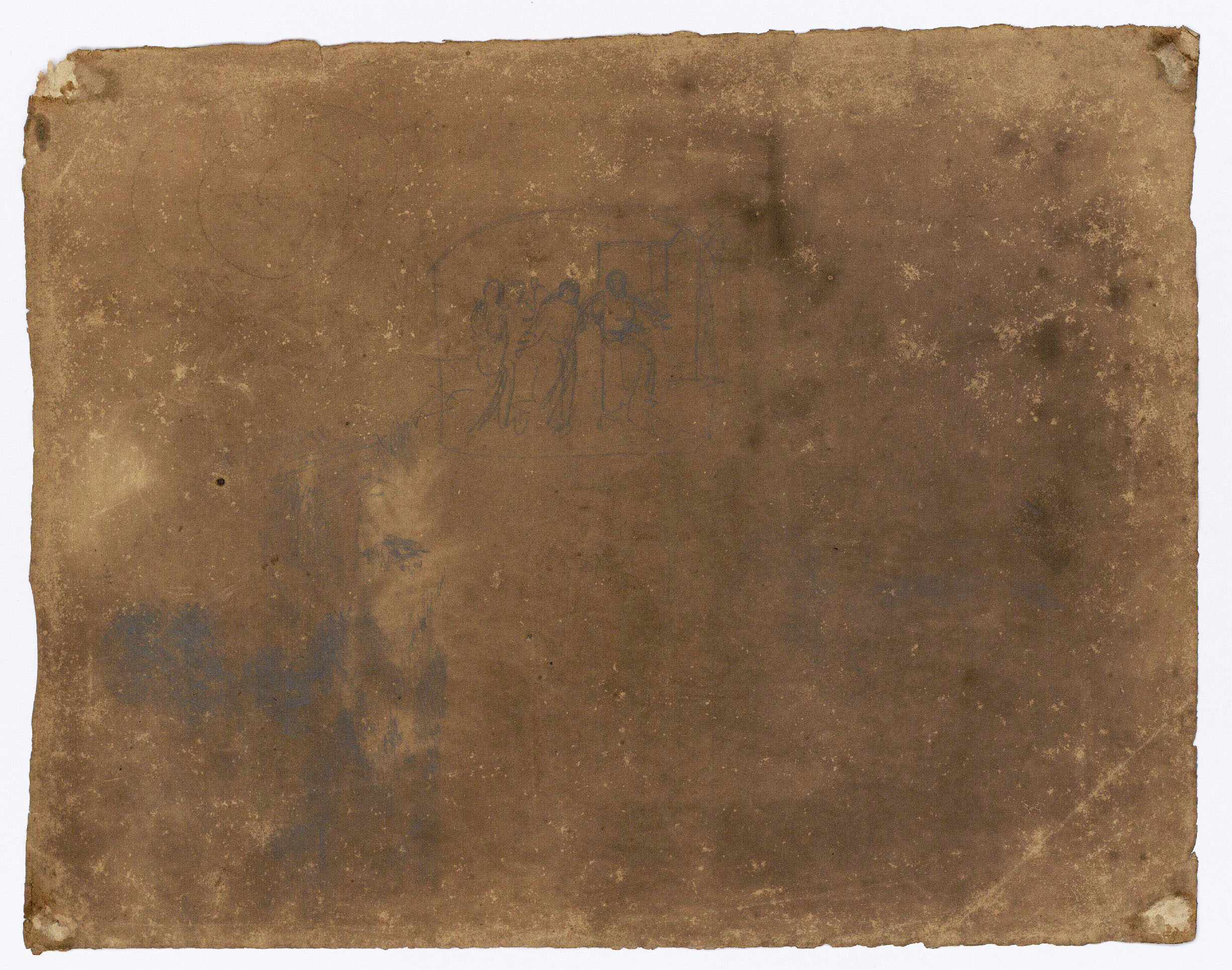 image for: Marià Fortuny - Esbós de marines i cap masculí (anvers) / Estudi de composició (revers) - Cap a 1856-1858 [1]