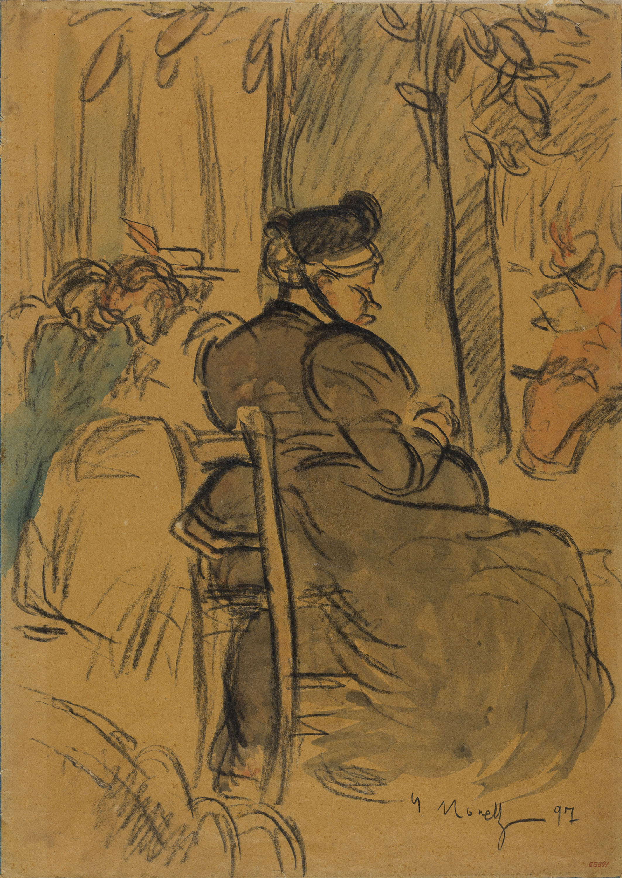 image for: Isidre Nonell - Dona asseguda en un parc - 1897