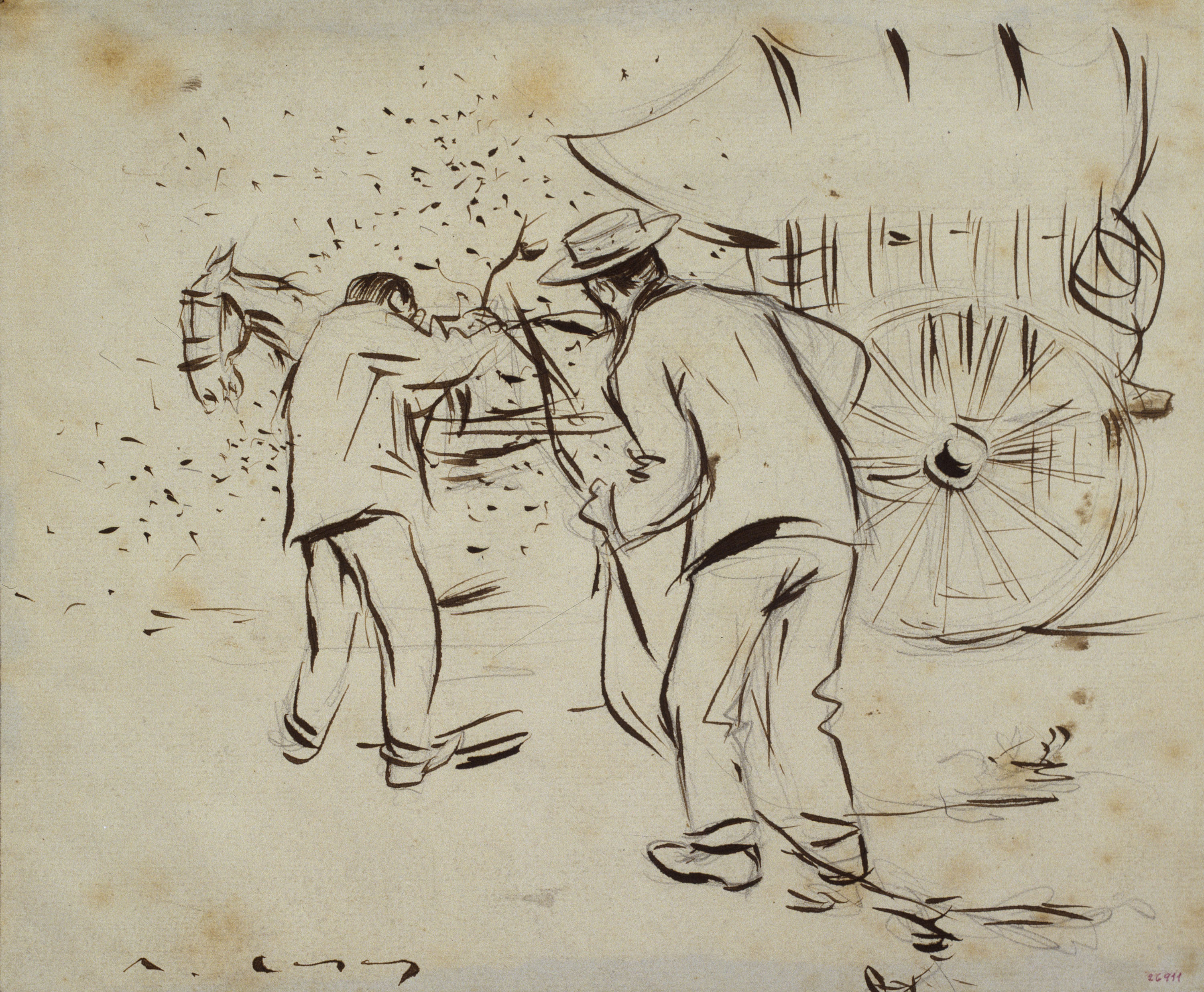 image for: Ramon Casas - Ramon Casas i Santiago Rusiñol junyint el cavall al carro - 1892